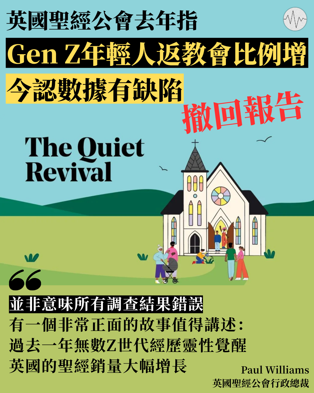 英國聖經公會去年指Gen Z年輕人返教會比例增 今認數據有缺陷撤回報告