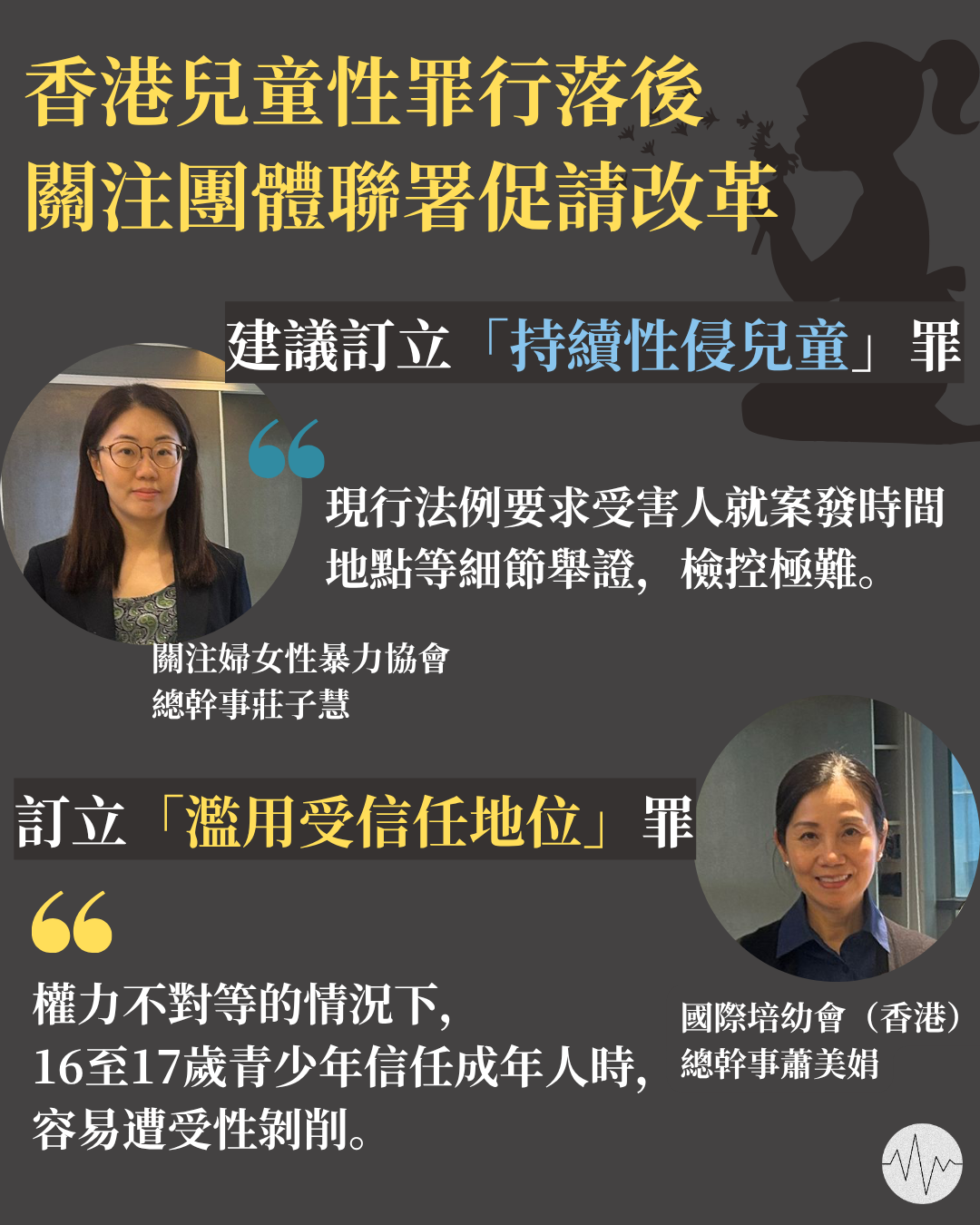 香港兒童性侵法例落後　關注團體聯署促改革