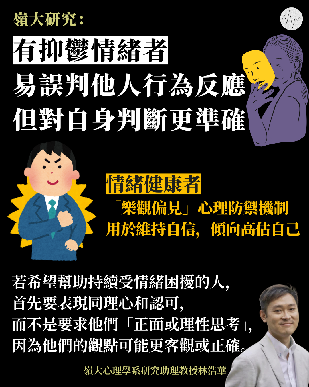 嶺大研究：有抑鬱情緒者易誤判他人行為反應 但對自身判斷更準確