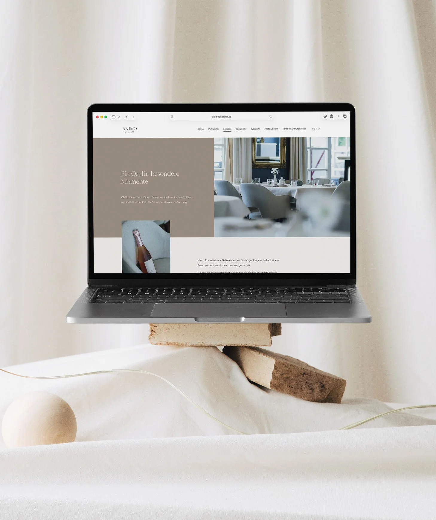 Website von ANIMO by Aigner im ganzheitlichen Brand Design