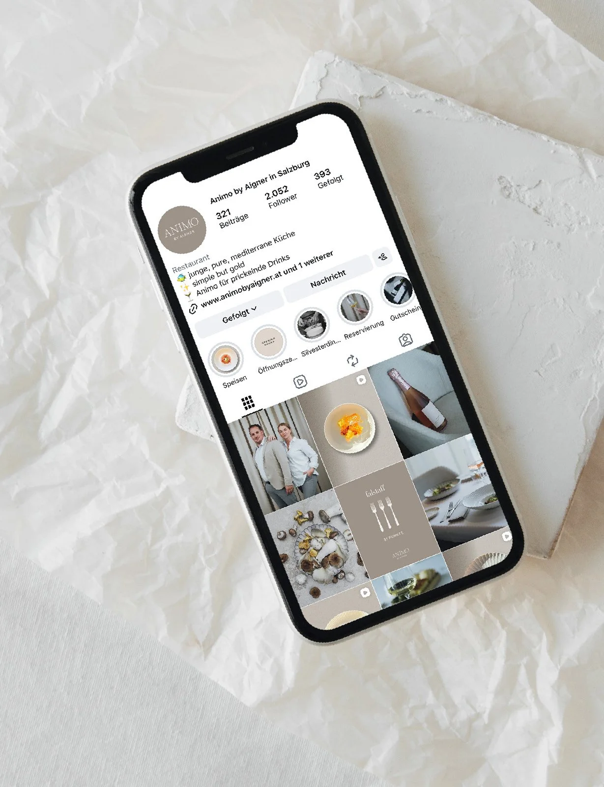 Instagram Feed von ANIMO by Aigner im konsistenten Social Media Design