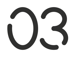 Number three written as '03' in black on a white background.