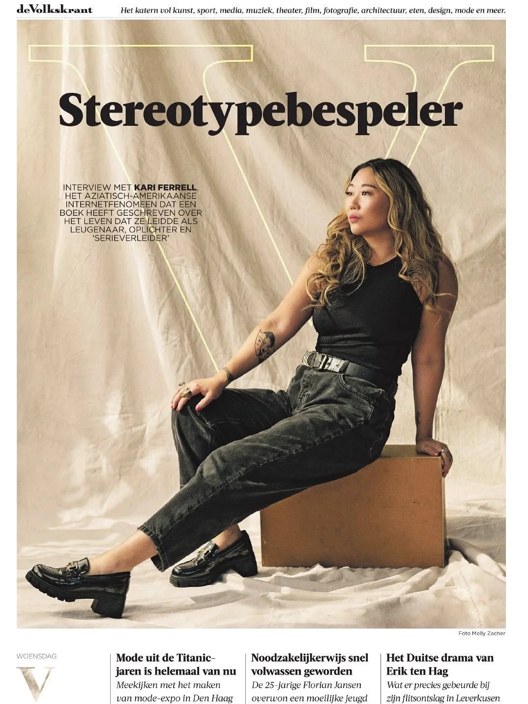 Thank you to @de_volkskrant for ousting me as a Caesar-salad-ordering-oat-milk-latte-drinking femoneen&hellip;and for discussing identity, queerness, &amp; the injustices of the American prison system. 

Niet voor je oma (not for your grandma)!

✍🏼 