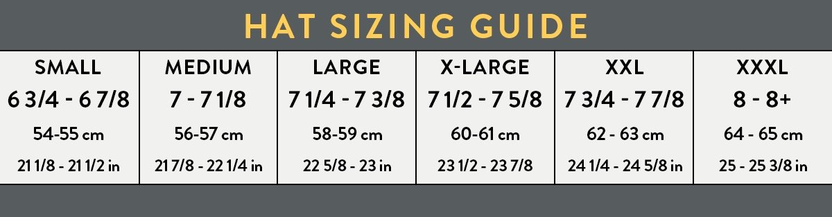 Nic & Maude hat sizing chart