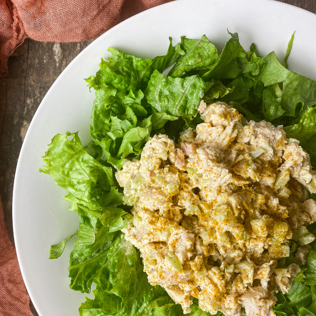 curried chicken salad recipe from the midlife lifestyle and food blog, FindingMyFierce.com