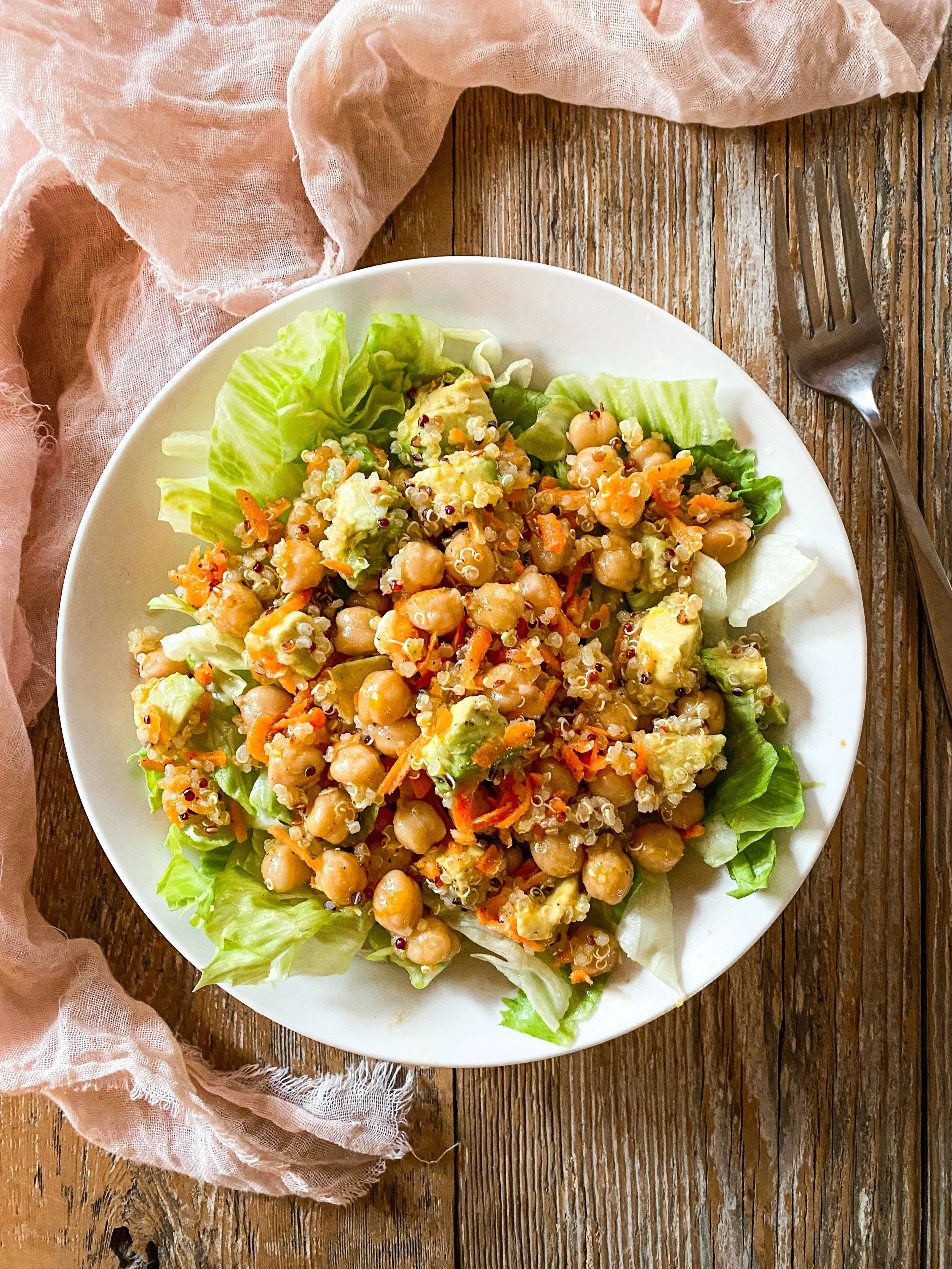 quinoa chickpea avocado salad recipe from the midlife lifestyle and food blog findingmyfierce.com