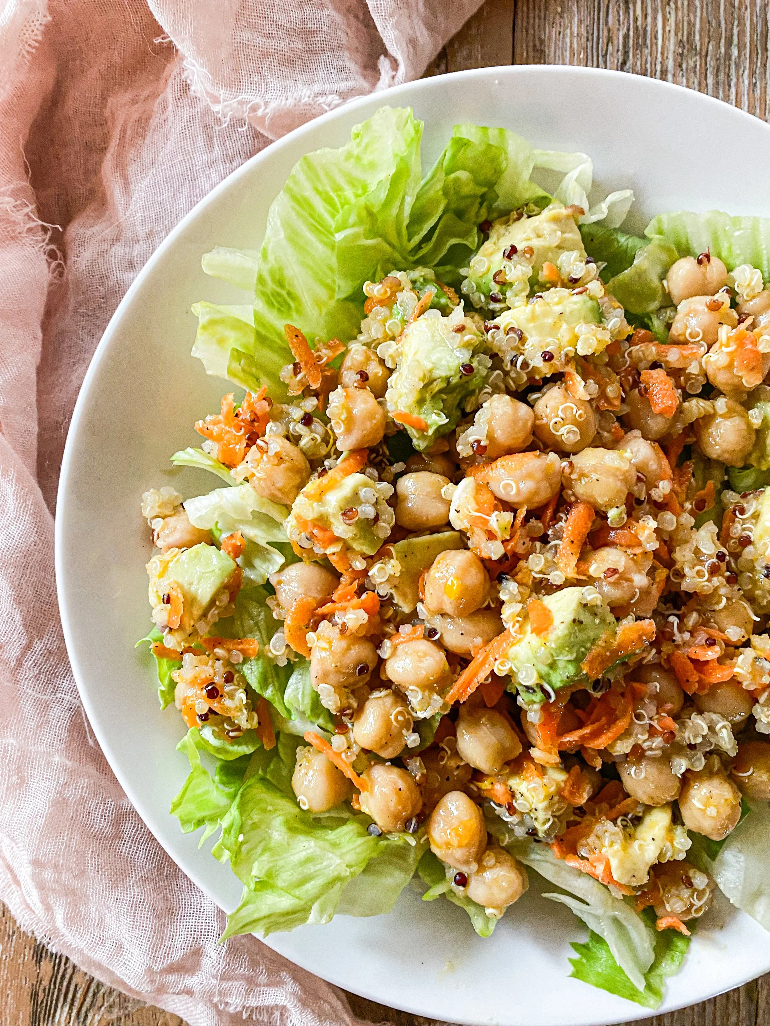 quinoa chickpea avocado salad recipe from the midlife lifestyle and food blog findingmyfierce.com