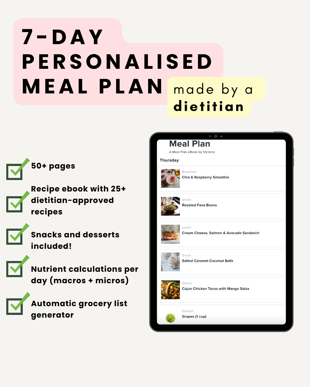Personalised 7 Day Meal Plan