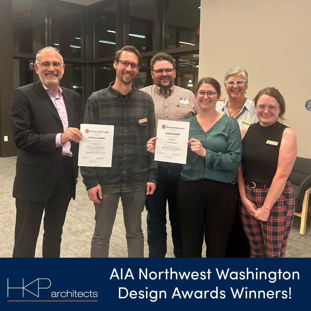 We're thrilled to share that two HKP projects were recognized at this year's AIA Northwest Washington Design Awards!

Honor Award - Mount Vernon Library Commons
Citation Award - Blackburn Pickleball Pavilion

Both of these projects reflect what we lo