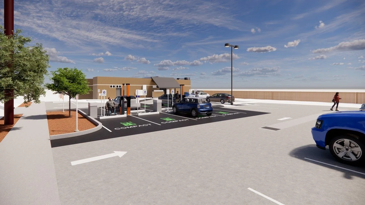 Project Update!

This project for the Northwest Clean Air Agency includes installing seven new EV chargers, a covered steel canopy, and a 27kW photovoltaic (PV) array, designed to offset up to 60% of the facility&rsquo;s current power needs. The desi