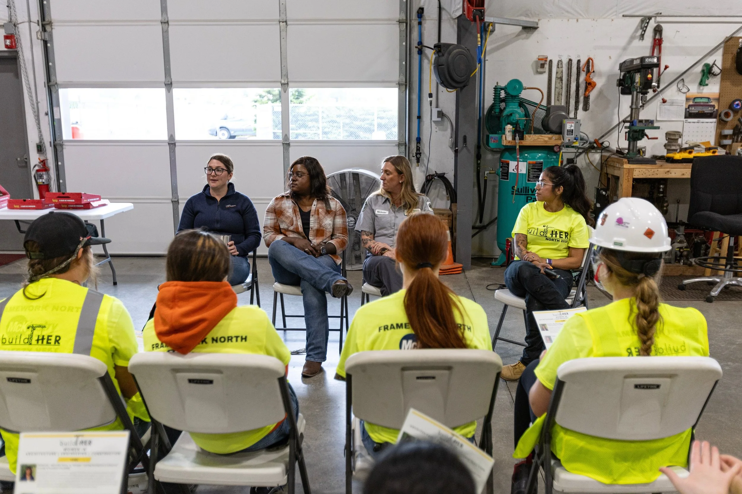 HKP was honored to volunteer at the inaugural Camp BuildHER North in last week in Burlington, WA. The camp, hosted at Chad Fisher Construction&rsquo;s office/shop, provided hands-on activities in construction, engineering, and architecture for school