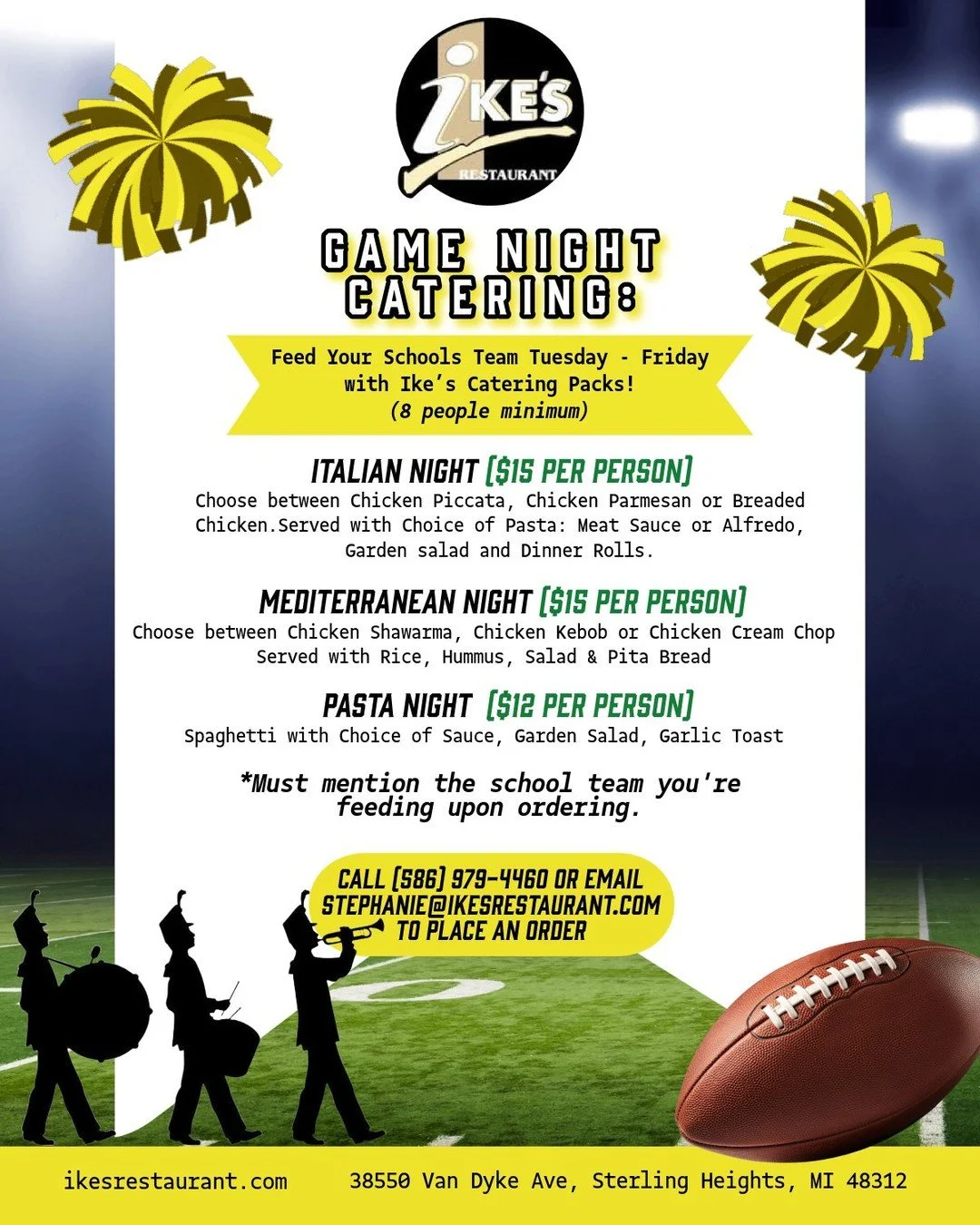 Make your next game night a win with Ike&rsquo;s catering! 🙌 From shareable trays to flavor-packed platters, we&rsquo;ve got everything you need to keep the whole team fueled while you cheer on your favorites.

🕚 Open today 11am-10pm
📞 Call 586-97