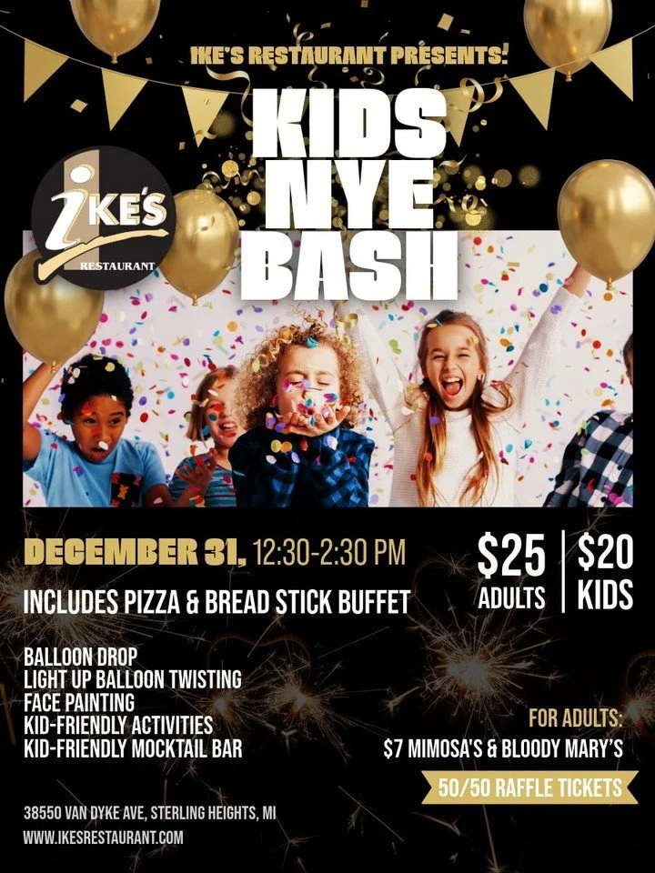 We&rsquo;re just ONE MONTH away from Ike&rsquo;s Kid&rsquo;s NYE Bash! 🎉🎈
Celebrate the New Year early with a family-friendly party full of food, fun, and festive cheer. 🥳

🎟️ $25 Adults | $20 Kids | Link in Bio to purchase! Purchase in-house to 