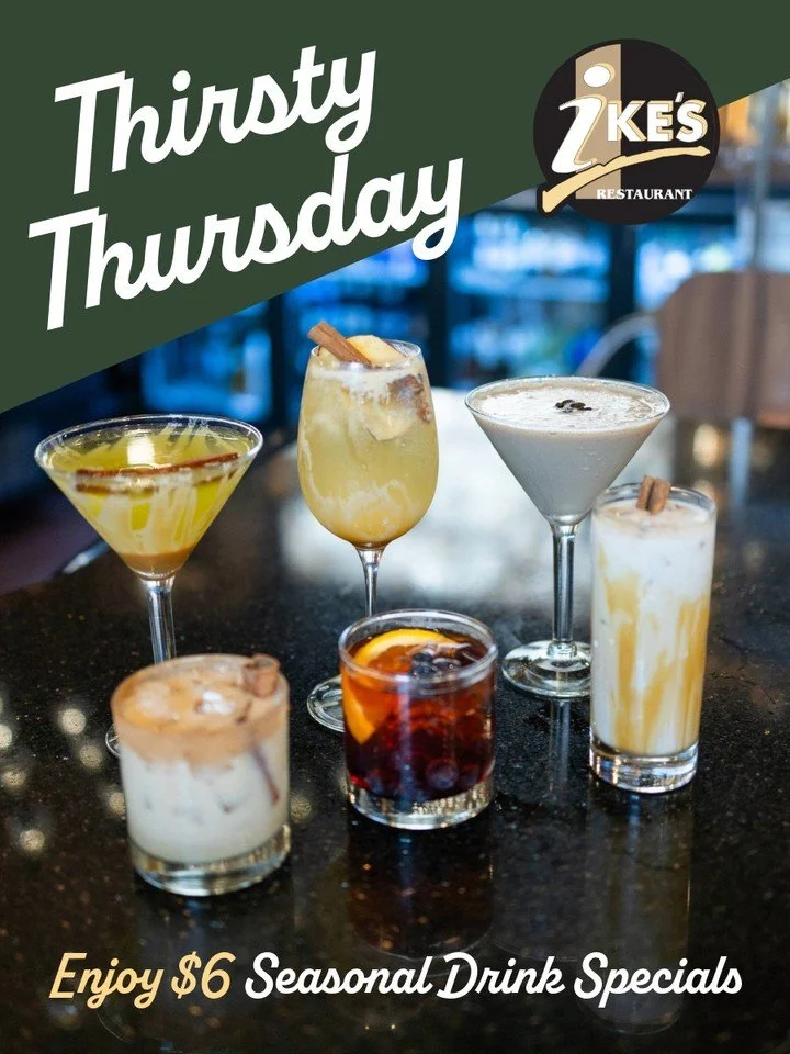 Sip, sip, hooray&mdash;it&rsquo;s Thirsty Thursday! 🍹✨ Join us for $6 seasonal drinks and make your Thursday night a little brighter. The perfect way to unwind, celebrate, or just treat yourself!

🕚 Open today 11am-9pm
📲 Order online and view the 