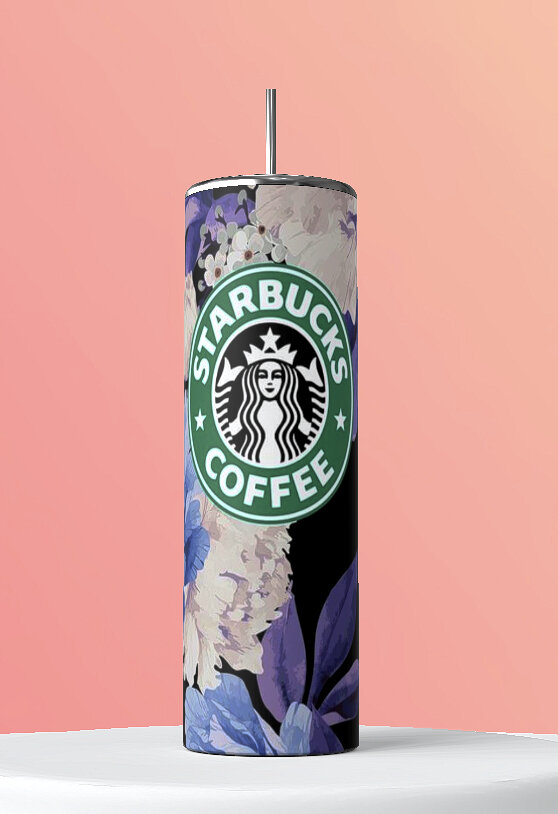 Purple Floral Starbucks Tumbler — Vani-T's