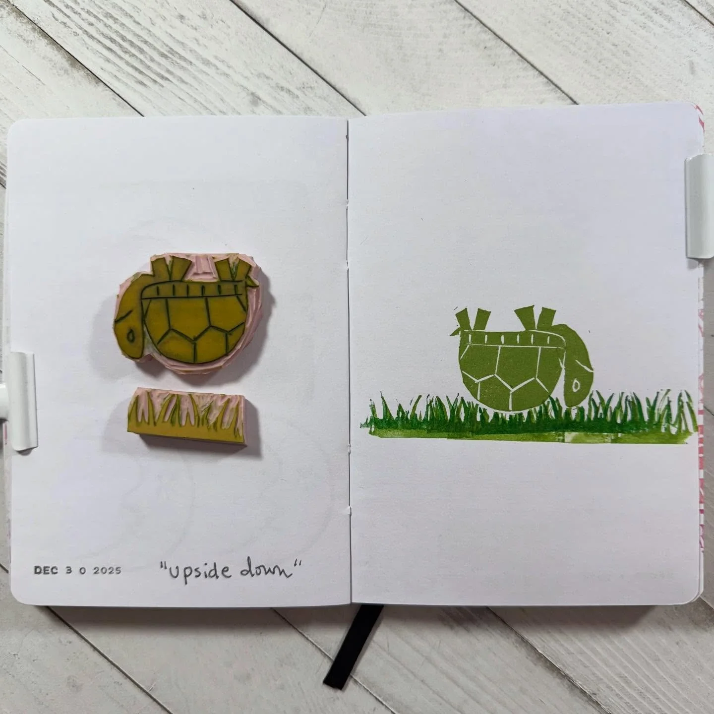 Last but not least&hellip; #carvedecember2025 
28 - upside down 🐢 
29 - firm (this was a hard one 😂)
30 - noisy 🎆 (supposed to be verbose but I swapped it with #16)
31 - challenging 🐶

That&rsquo;s all for now. Carving stamps takes forever and yo