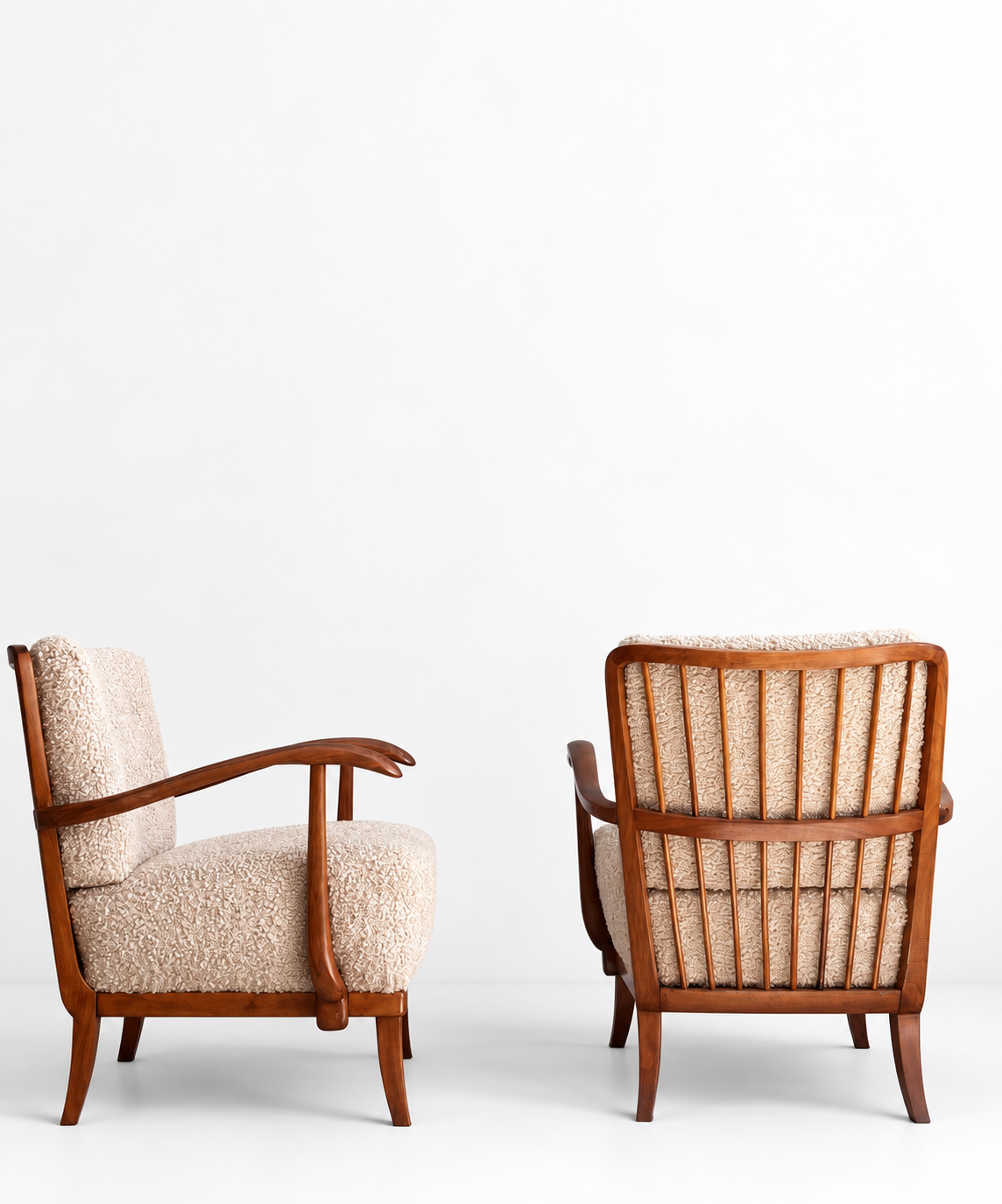 Art Deco Armchairs by Gyula Kaesz from 1930s, Restored with Bouclé Upholstery