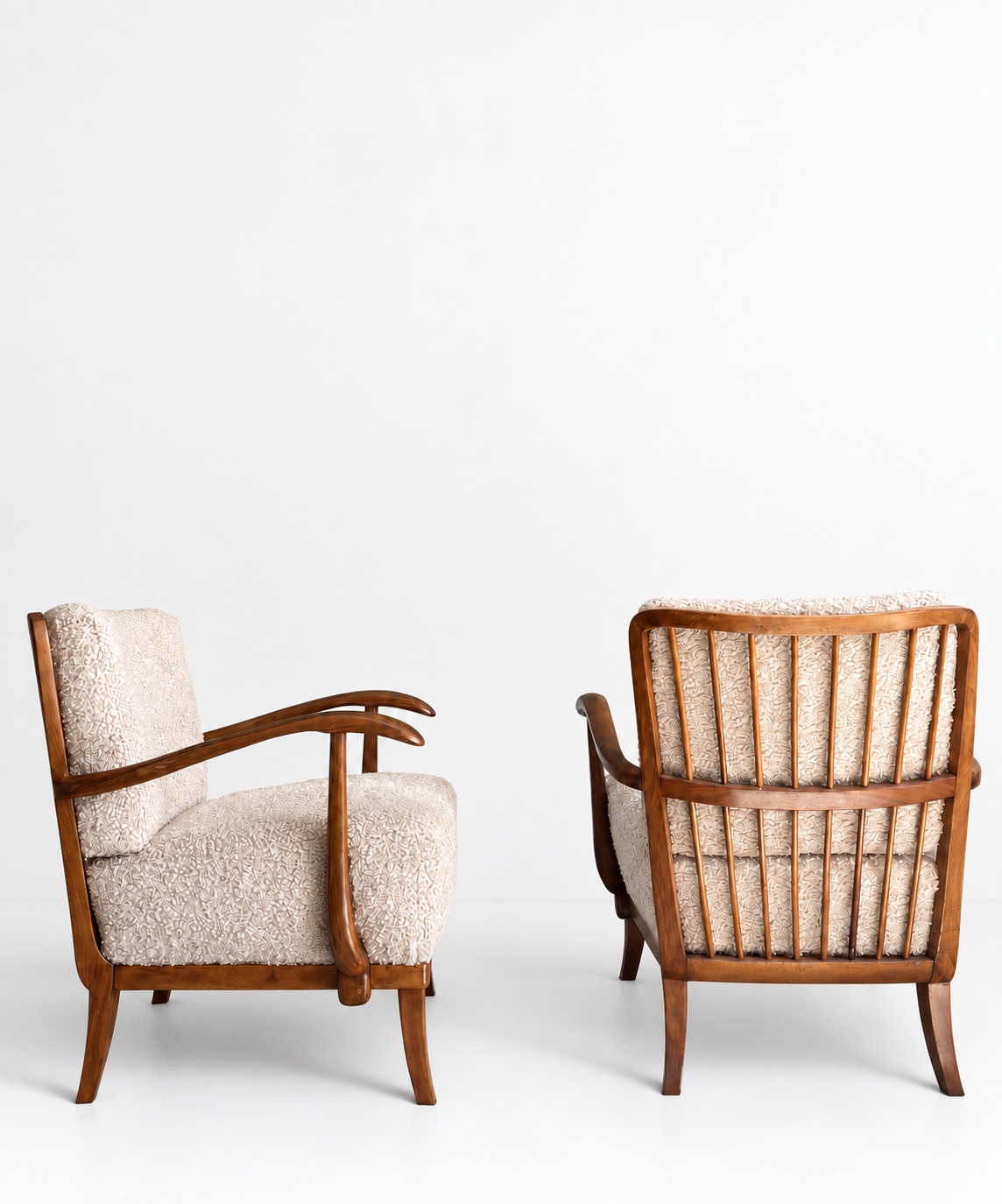 Art Deco Armchairs by Gyula Kaesz from 1930s, Restored with Bouclé Upholstery