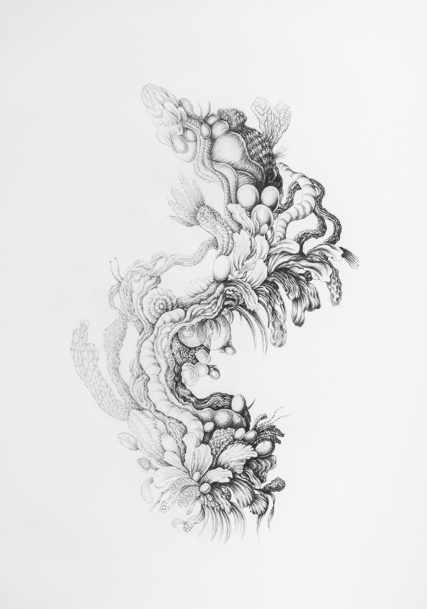 Agrégats 5, 2025, encre pigmentaire sur papier Clairefontaine lisse 250g, 42 x 29,7 cm, crédit photo Paul Hennebelle, @_flaneur_studio