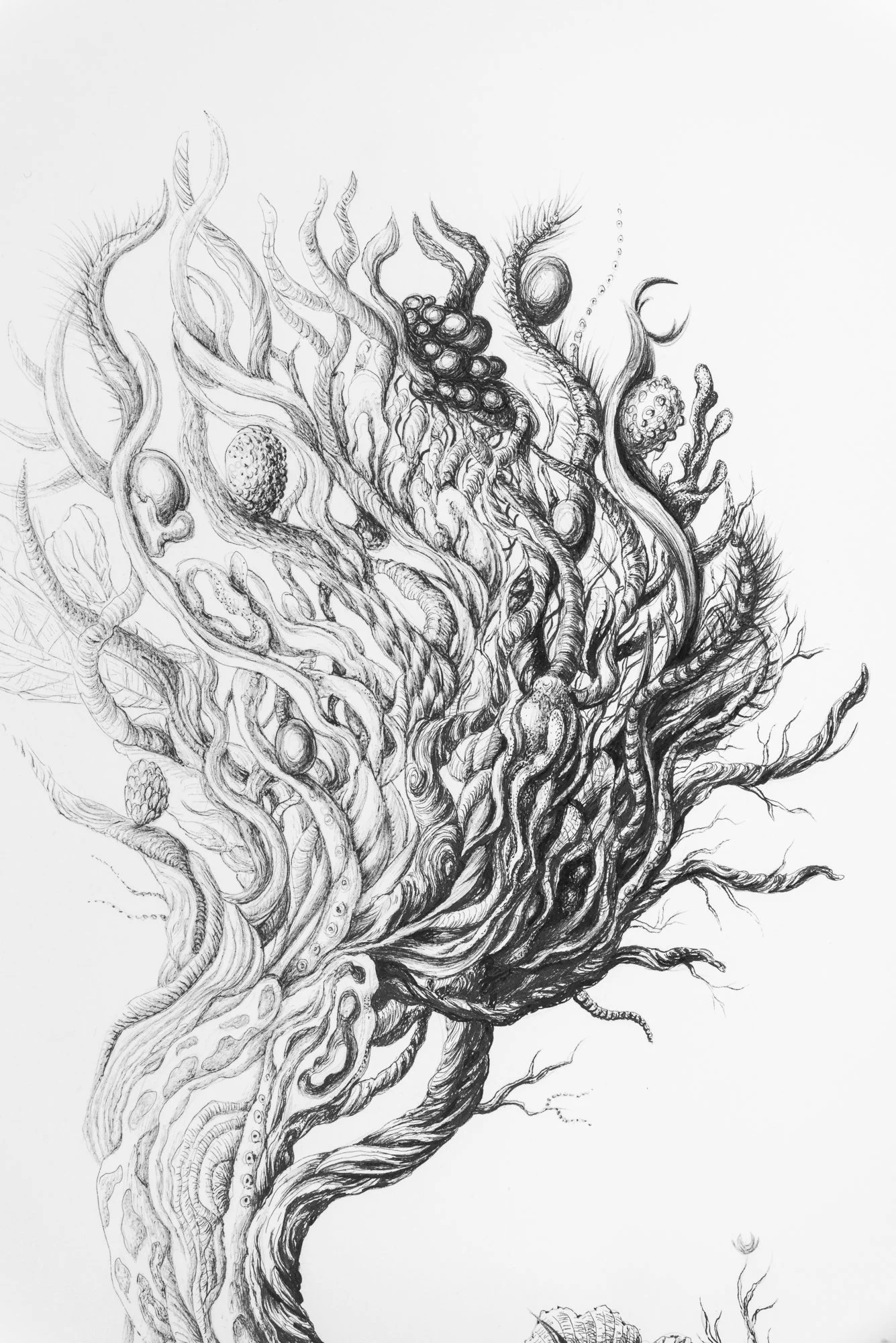 Agrégats 4, 2025, encre pigmentaire sur papier Clairefontaine lisse 250g, 42 x 29,7 cm, crédit photo Paul Hennebelle, @_flaneur_studio