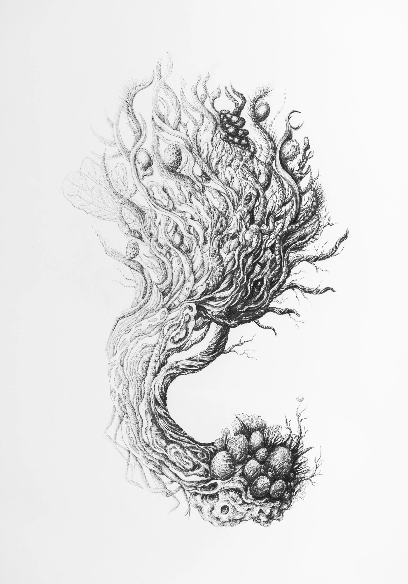 Agrégats 4, 2025, encre pigmentaire sur papier Clairefontaine lisse 250g, 42 x 29,7 cm, crédit photo Paul Hennebelle, @_flaneur_studio