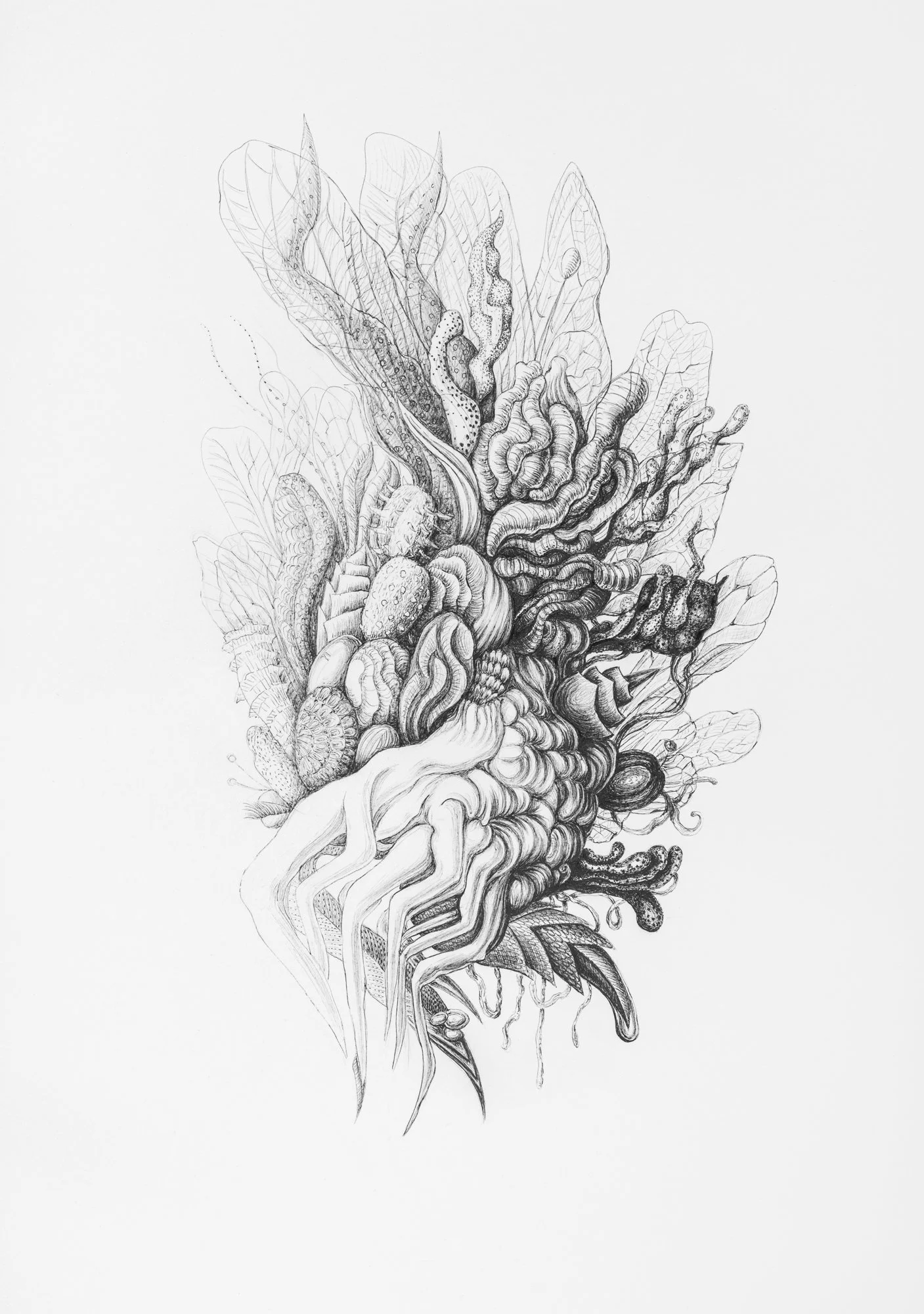 Agrégats 3, 2025, encre pigmentaire sur papier Clairefontaine lisse 250g, 42 x 29,7 cm, crédit photo Paul Hennebelle, @_flaneur_studio