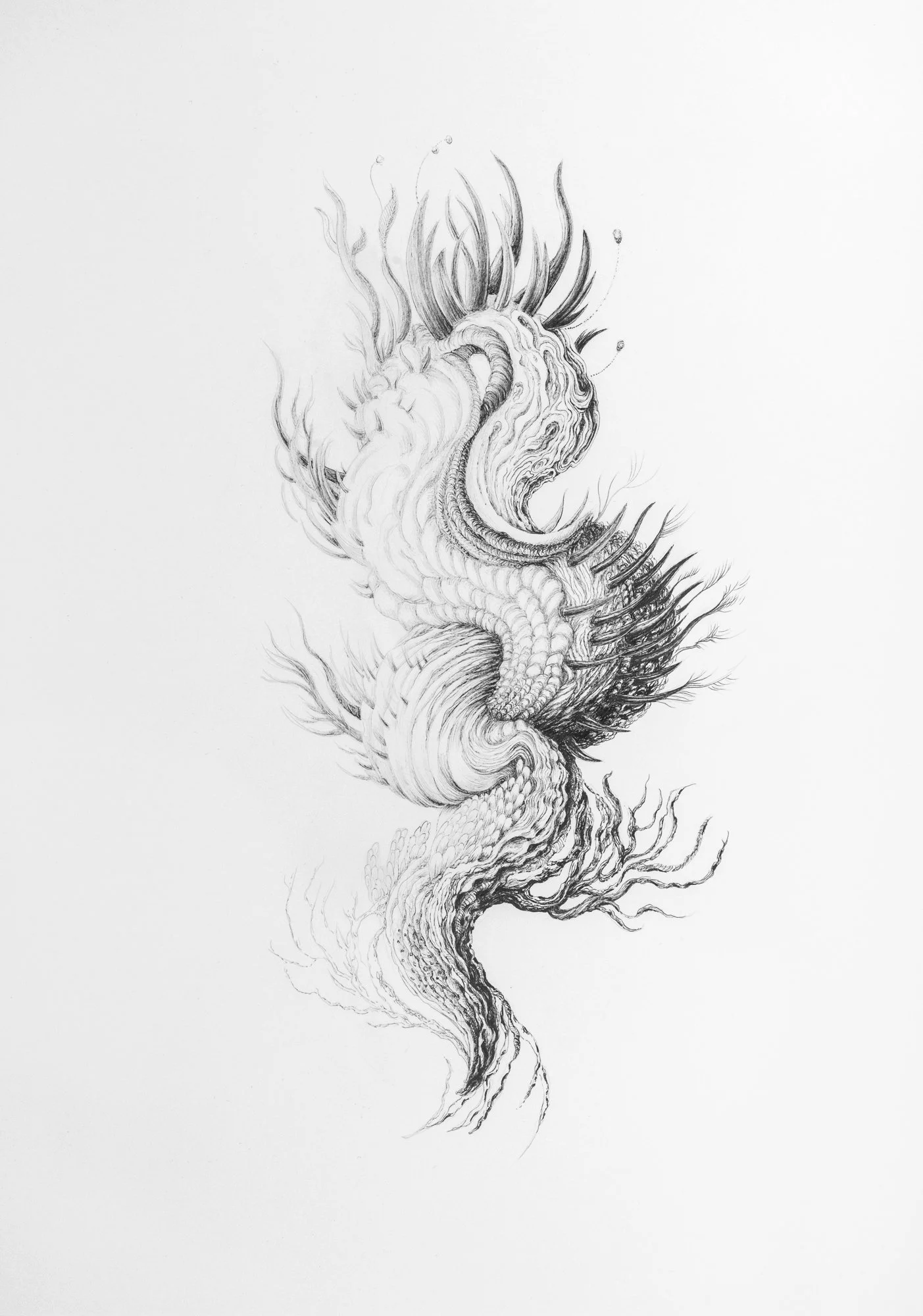 Agrégats 6, 2025, encre pigmentaire sur papier Clairefontaine lisse 250g, 42 x 29,7 cm, crédit photo Paul Hennebelle, @_flaneur_studio