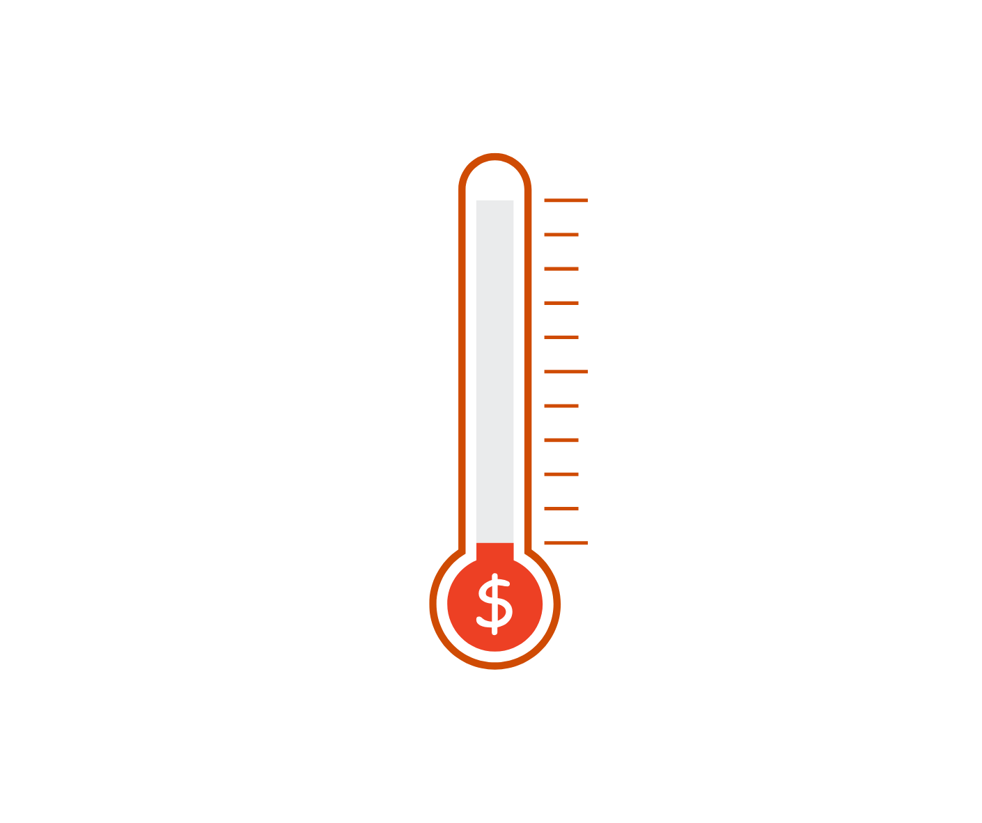 orange thermometer with money symbol