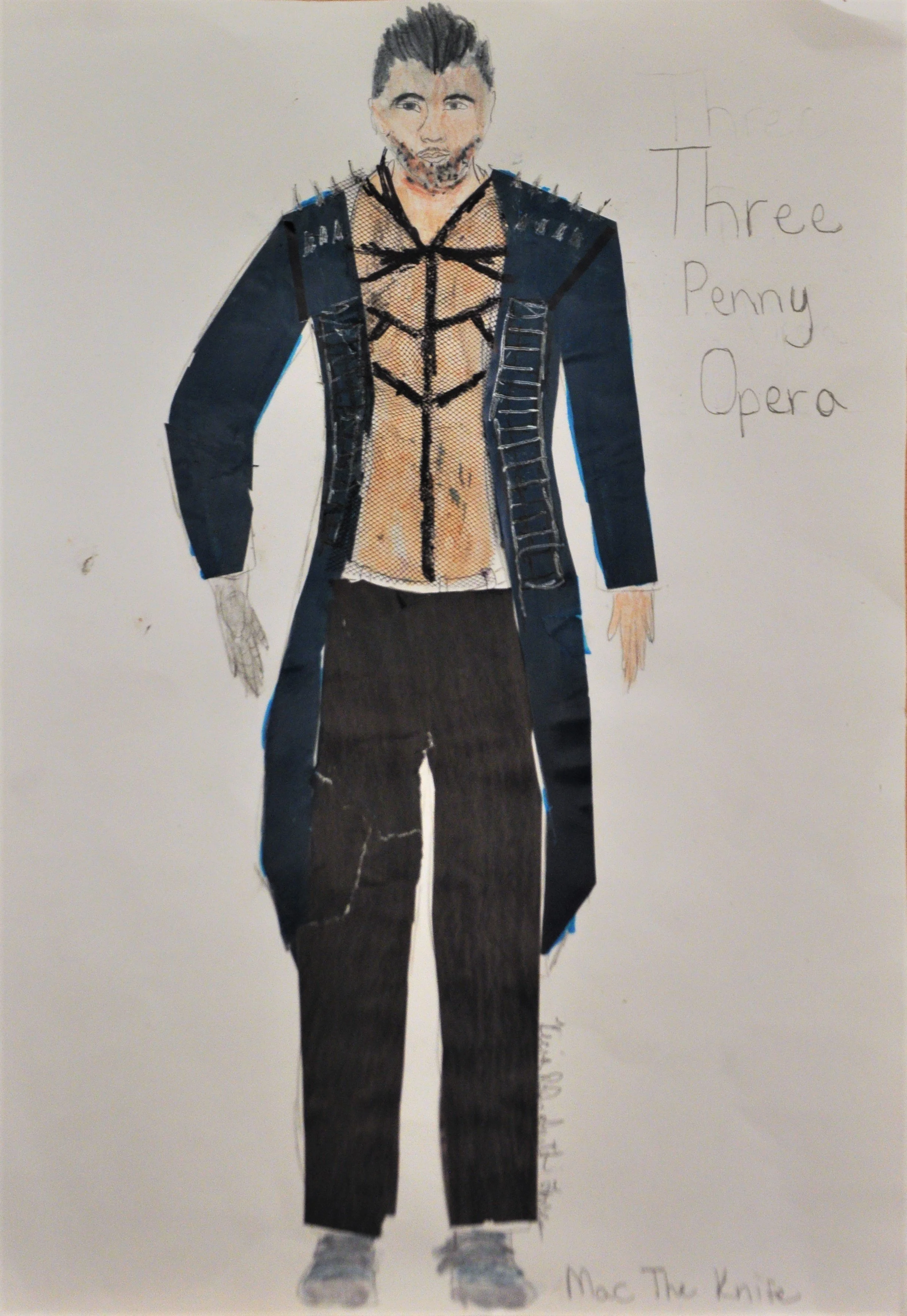 My cyberpunk inspired designs of Mac The Knife in "Three Penny Opera" using collage