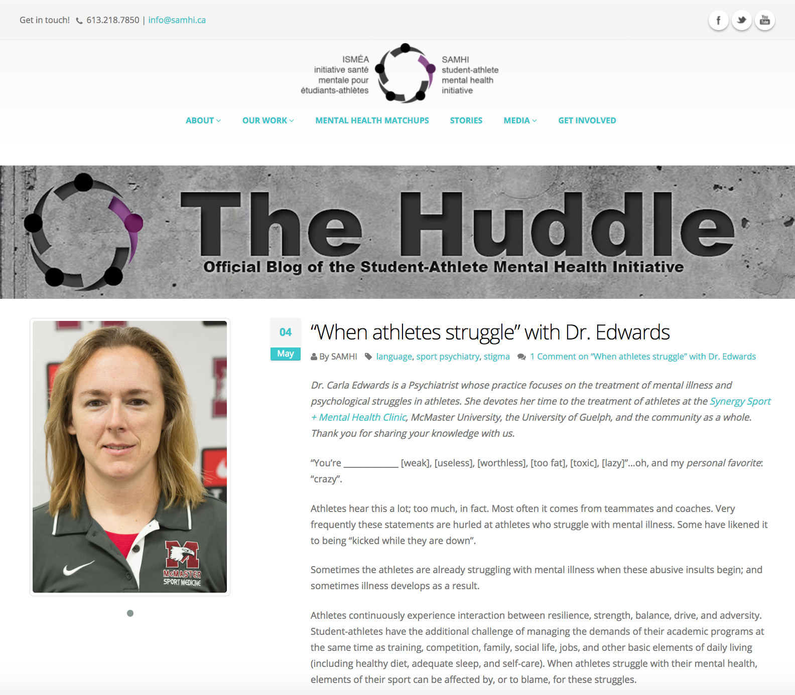   Dr.   Carla Edwards addresses the struggles of athletes  