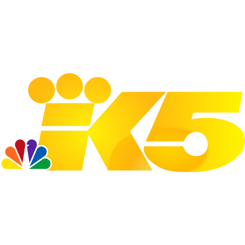 KING 5 logo with NBC peacock symbol in bright yellow color.