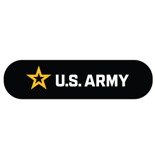 U.S. Army logo with a yellow star on a black background.