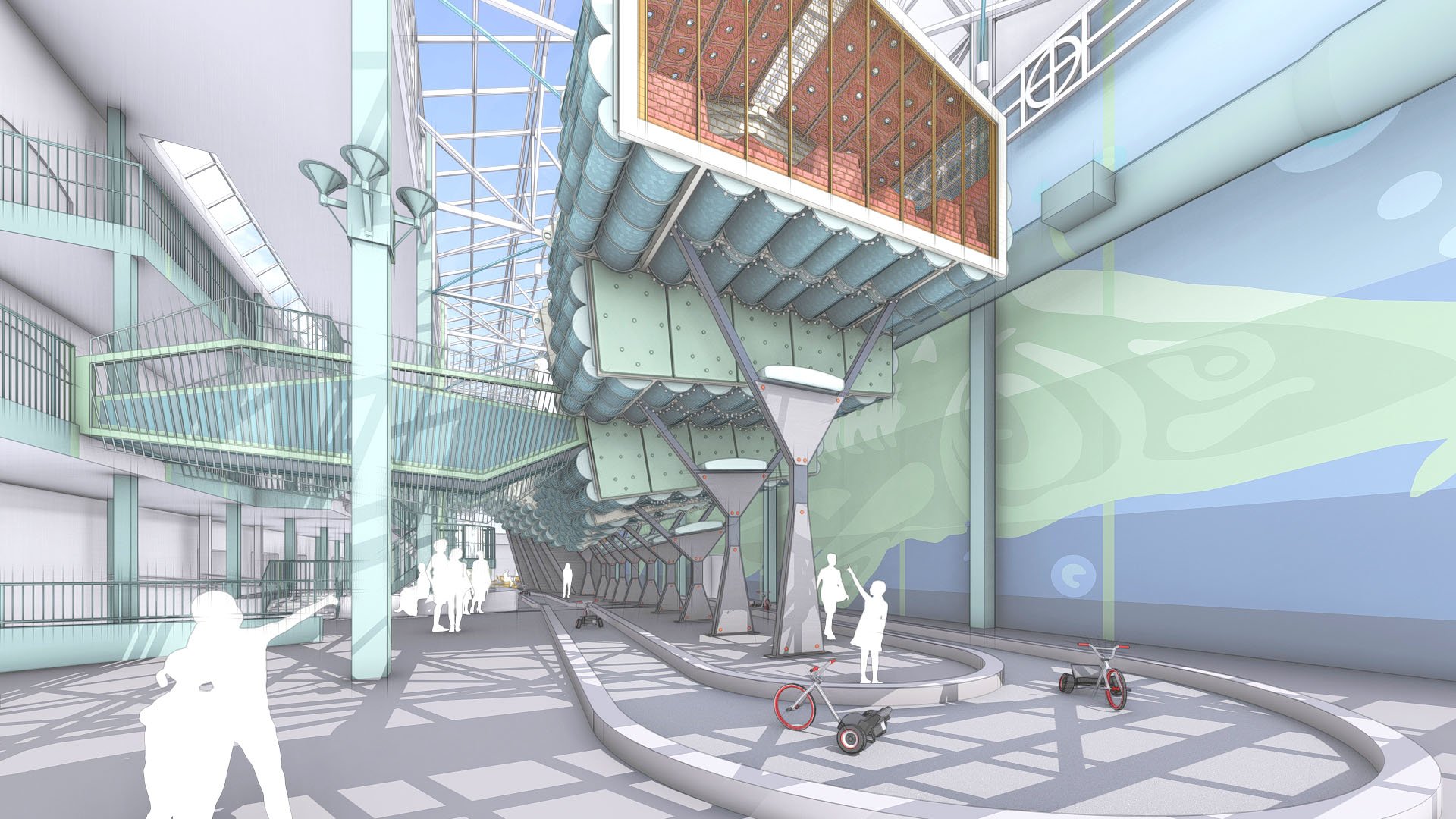 Multi-story climbing structure