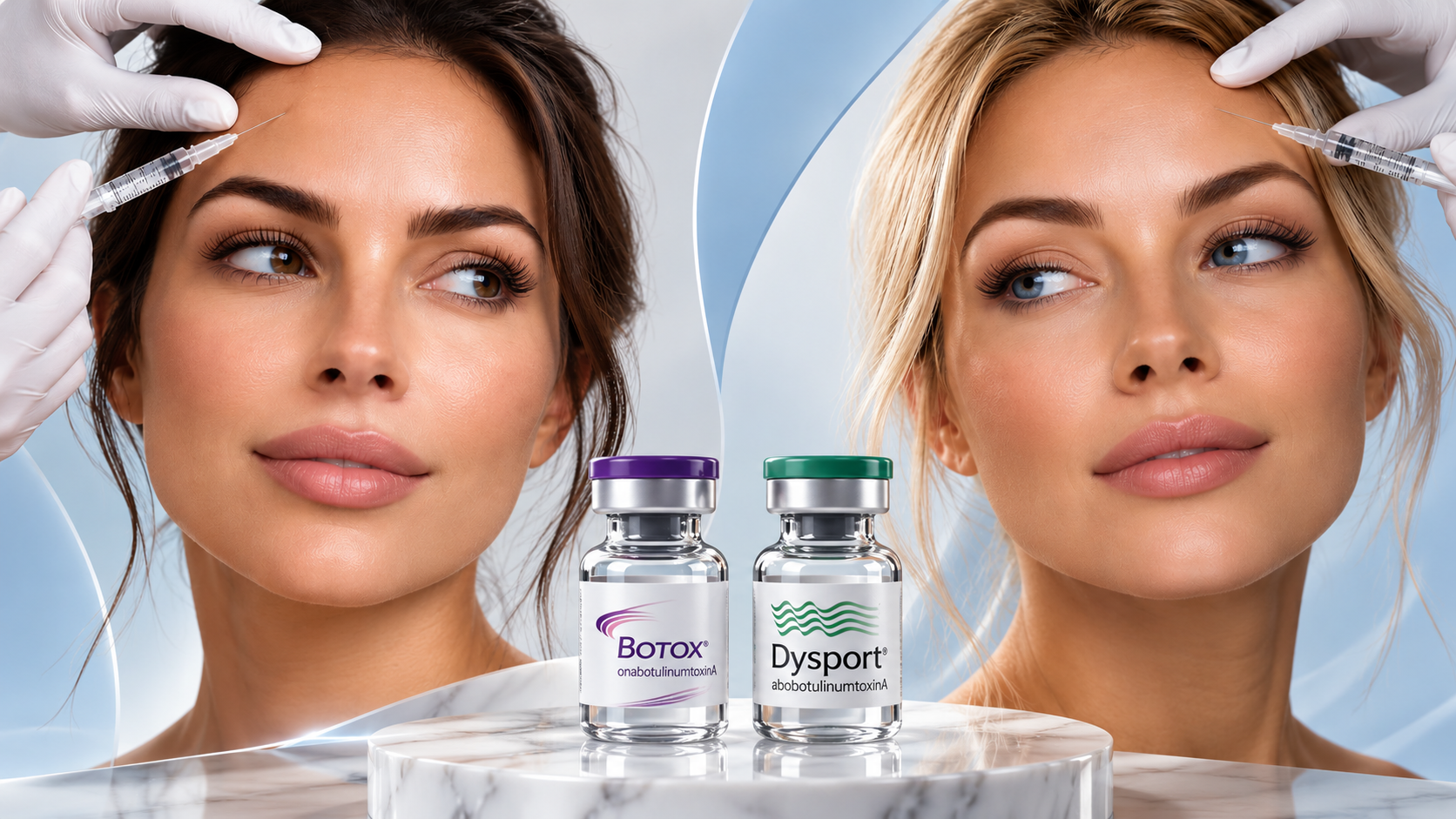 Botox and Dysport injectable treatment vials for wrinkle reduction at Euphoria Medspa.