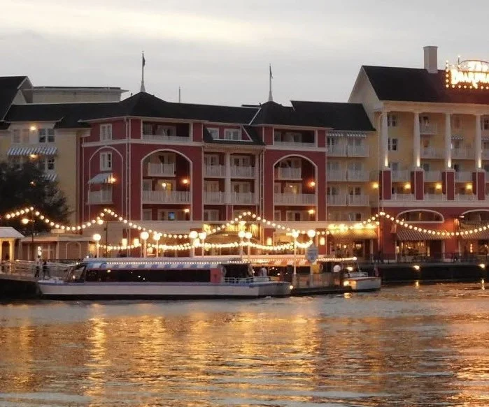 friendship boat on the water in front of the boardwalk resort