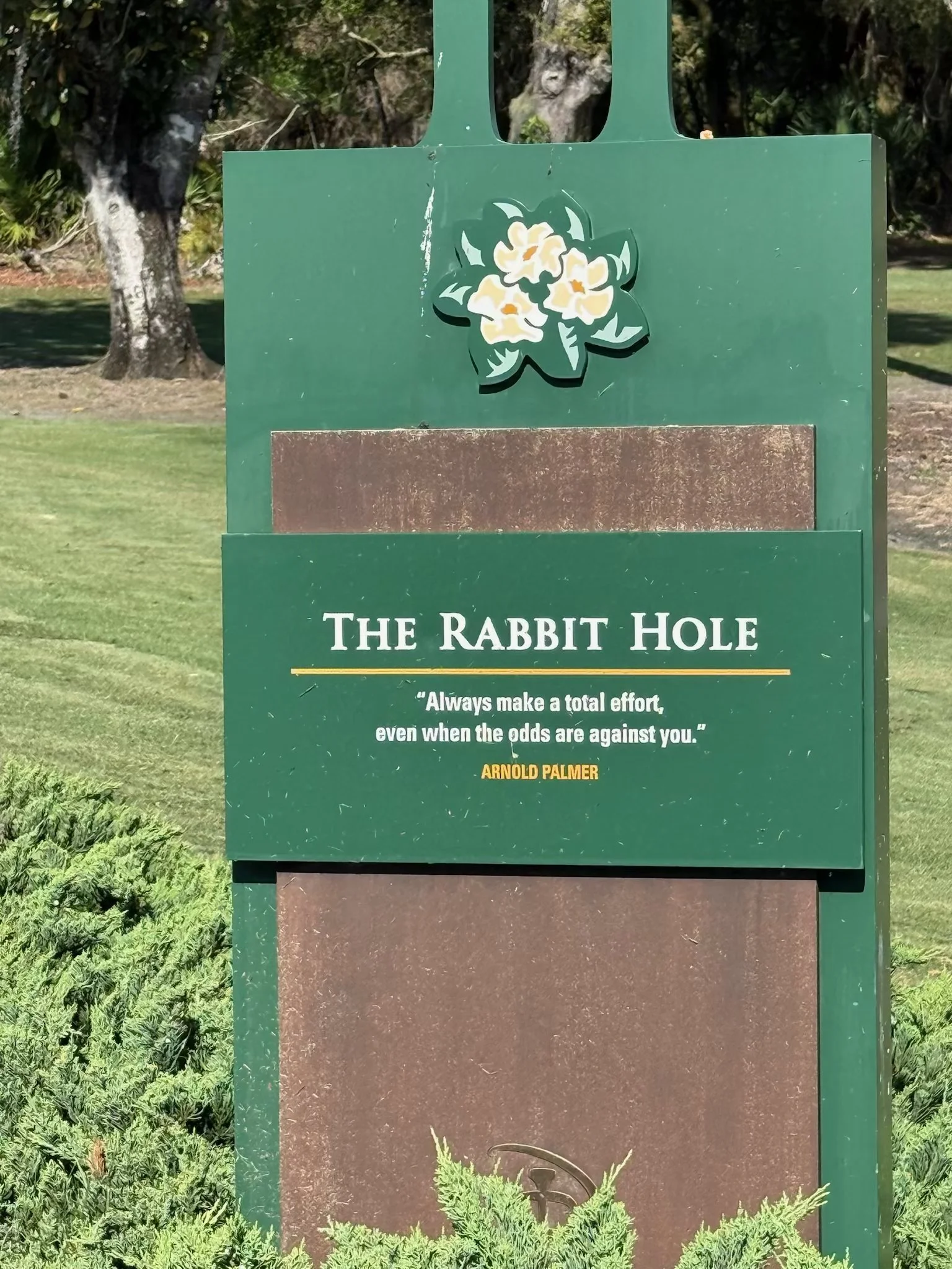 the rabbit hole "always make a totall effort, even when the odds are against you." quote by arnold palmer