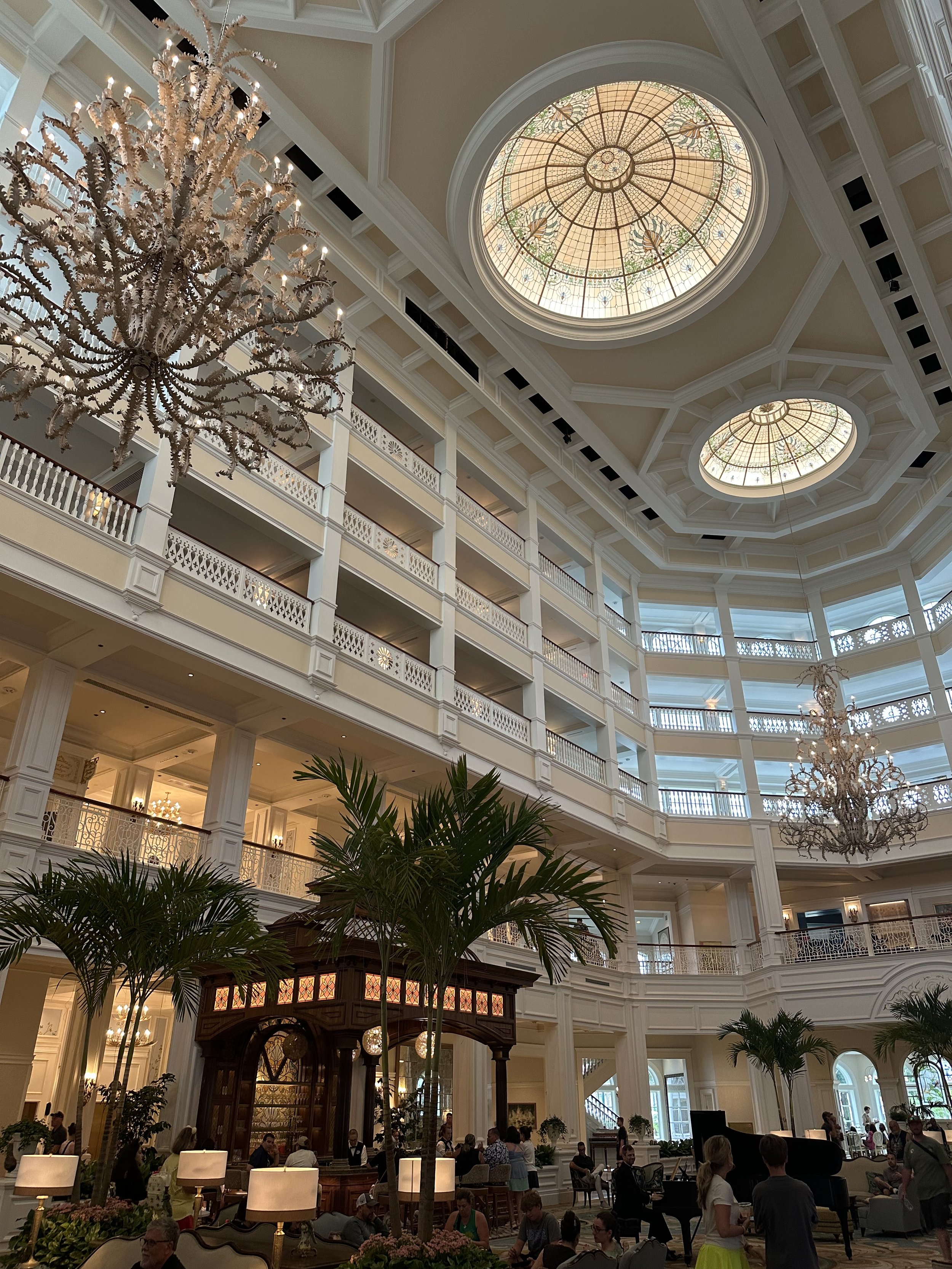 a hotel lobby with multiple levels