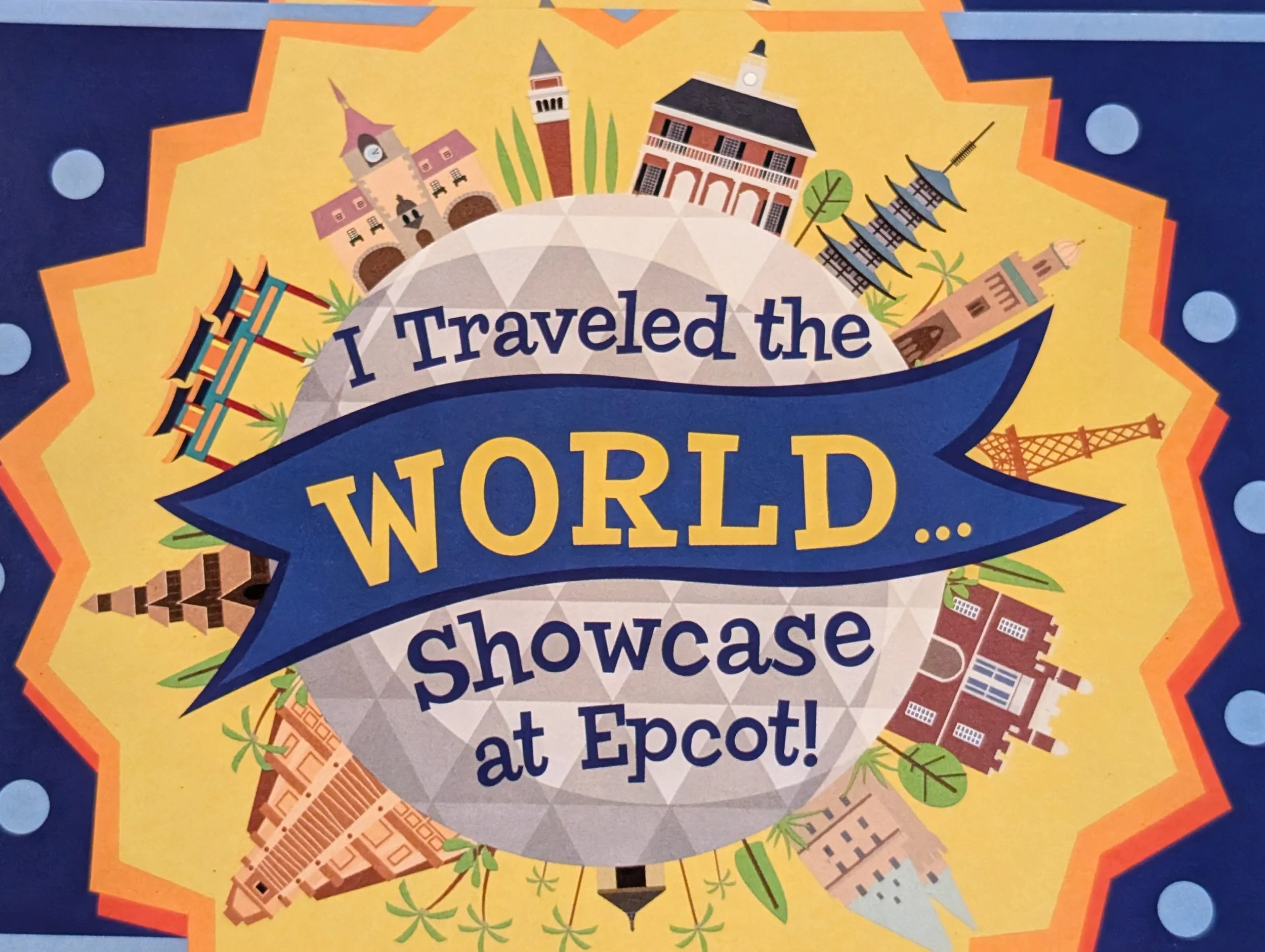 i traveled the world showcase at epcot colorful postcard