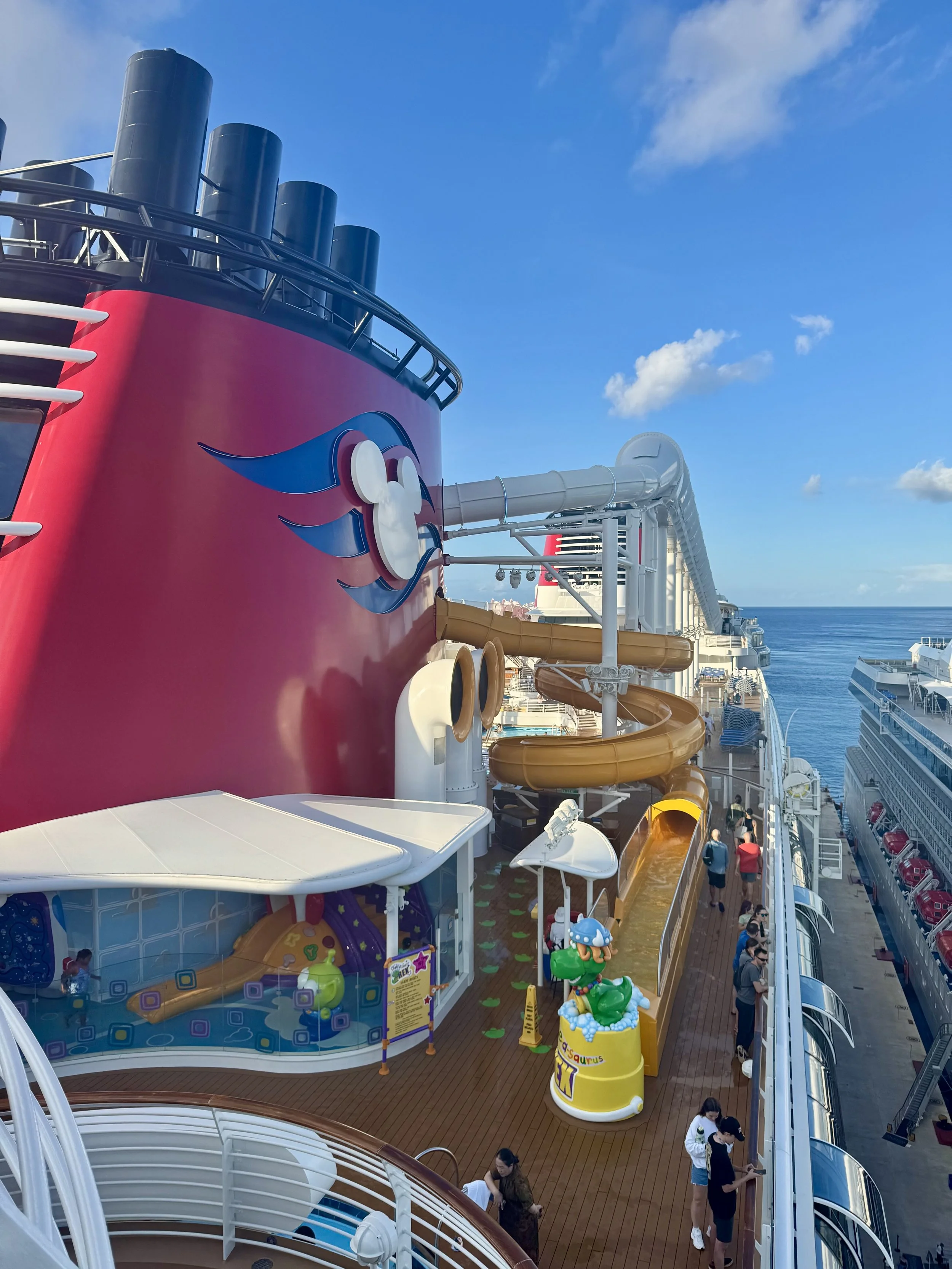 disney cruise line funnel and pool deck