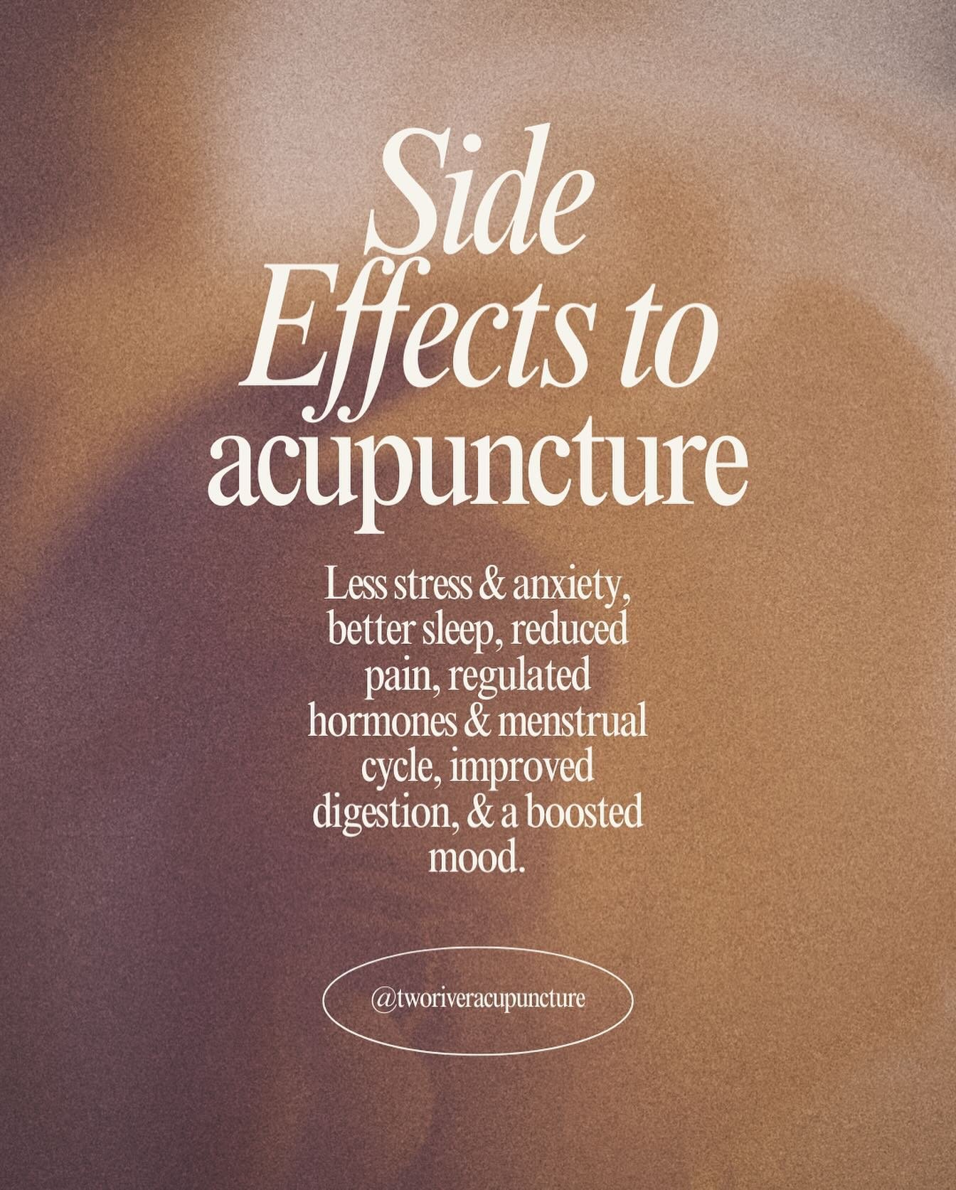| SIDE EFFECTS TO ACUPUNCTURE |

.
.

Most commonly, B L I S S 🤎

#acupuncture #chinesemedicine #healthandwellness #selfcare #holisticlifestyle 
#rumsonnj #fairhavennj #littlesilvernj #redbanknj #monmouthcounty