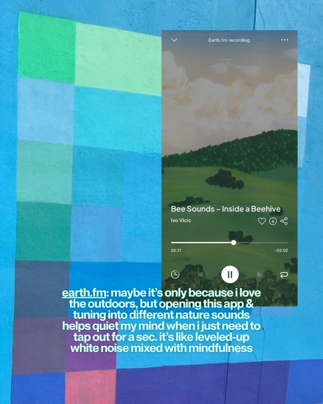 Phone playing a bee sounds nature recording in the Earth.fm app