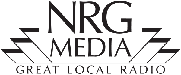 NRG Media logo with lightning bolt graphics and the slogan 'Great Local Radio'.