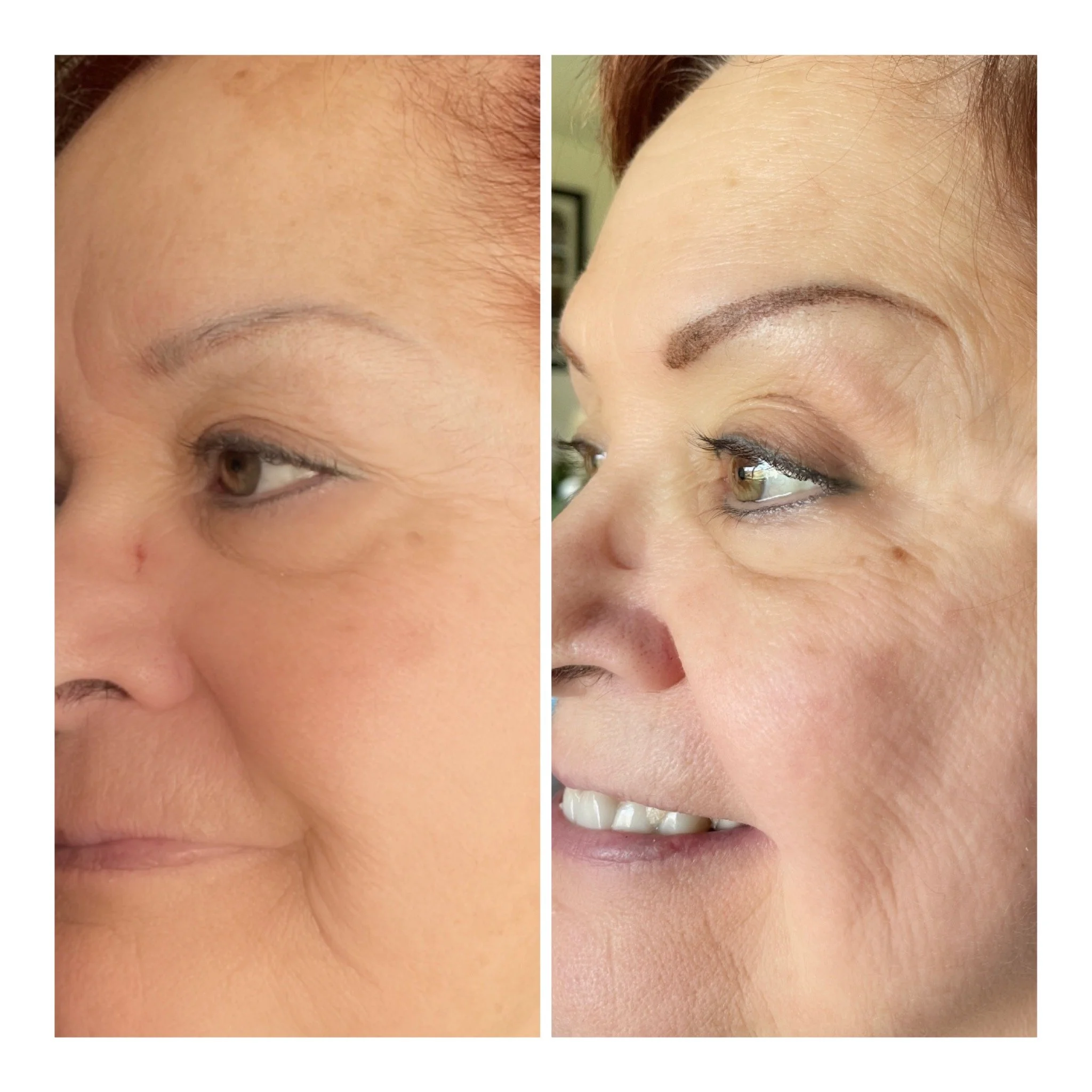 Faded eyebrows before to after Touch up. (New customer to fix faded color)