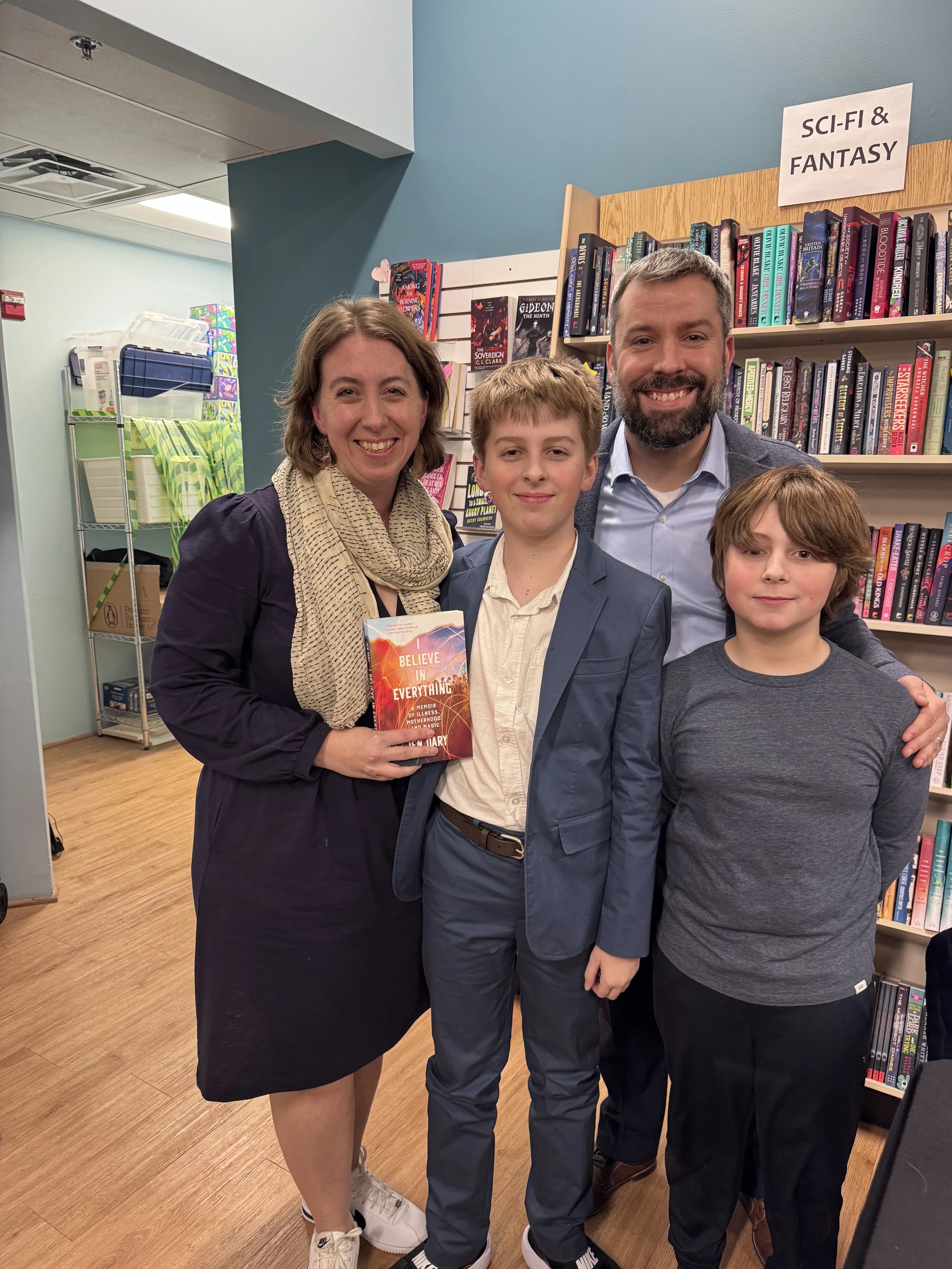 Family at the book launch event, January 2026