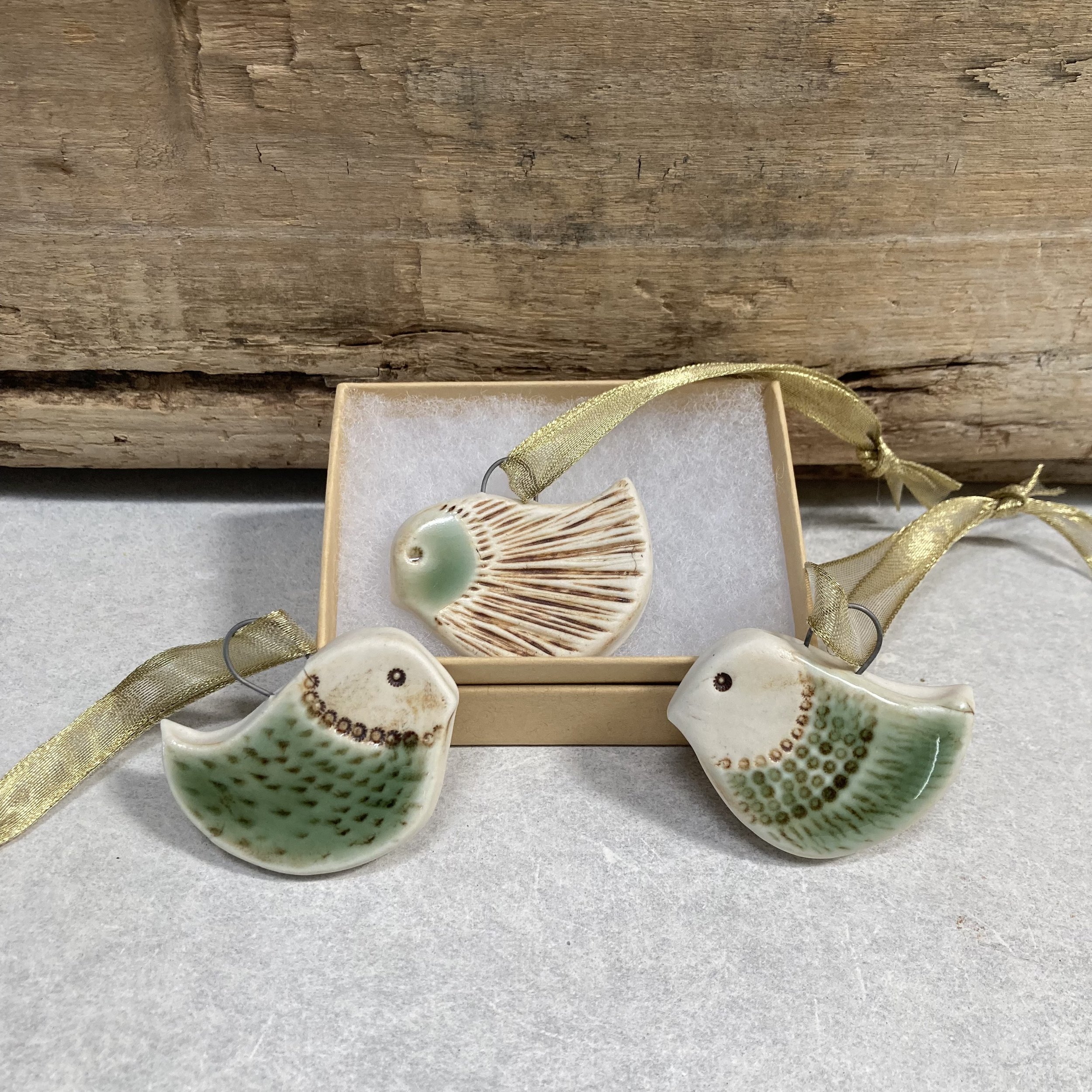 Two Toned Bird Ornaments~ Sage and Brown