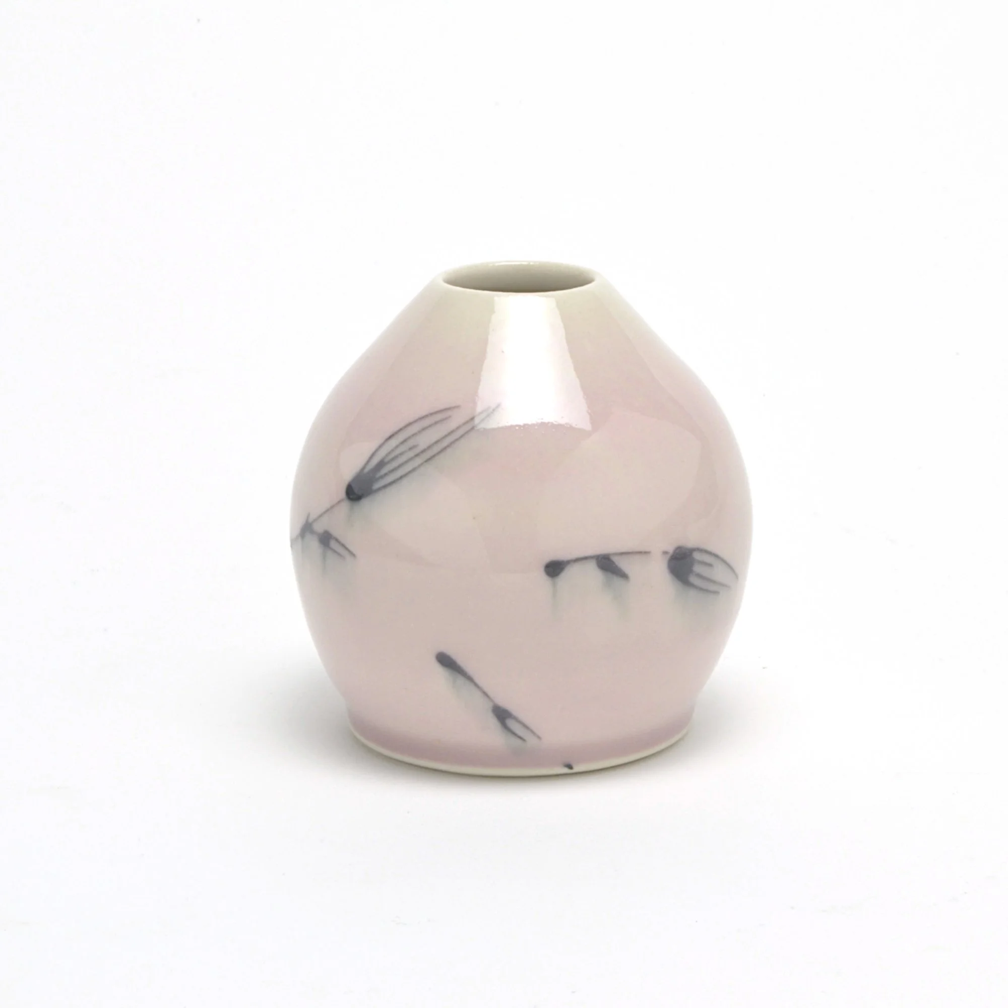 Black Leaf Bud Vase in Pale Pink