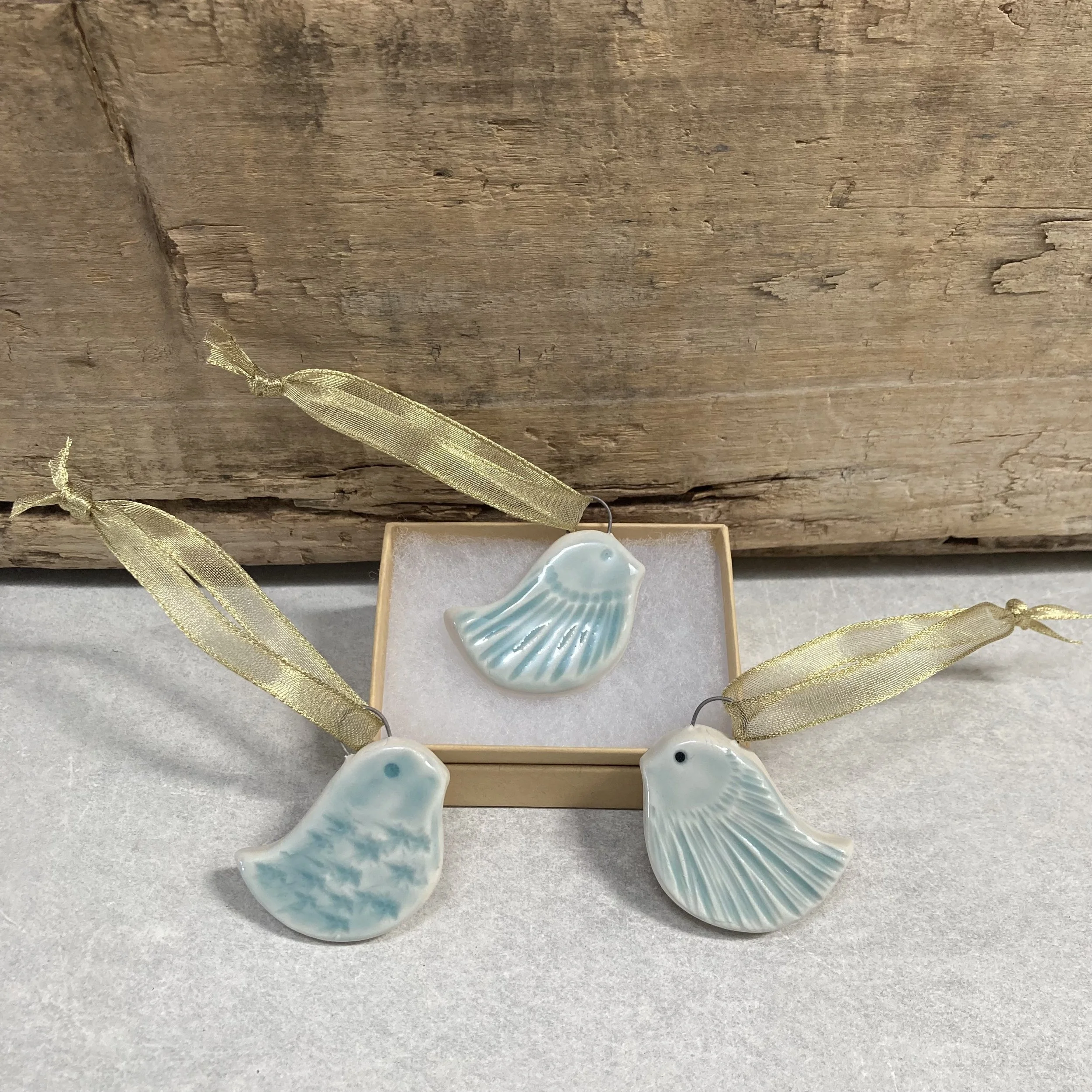 Porcelain Bird Ornament ~Blue