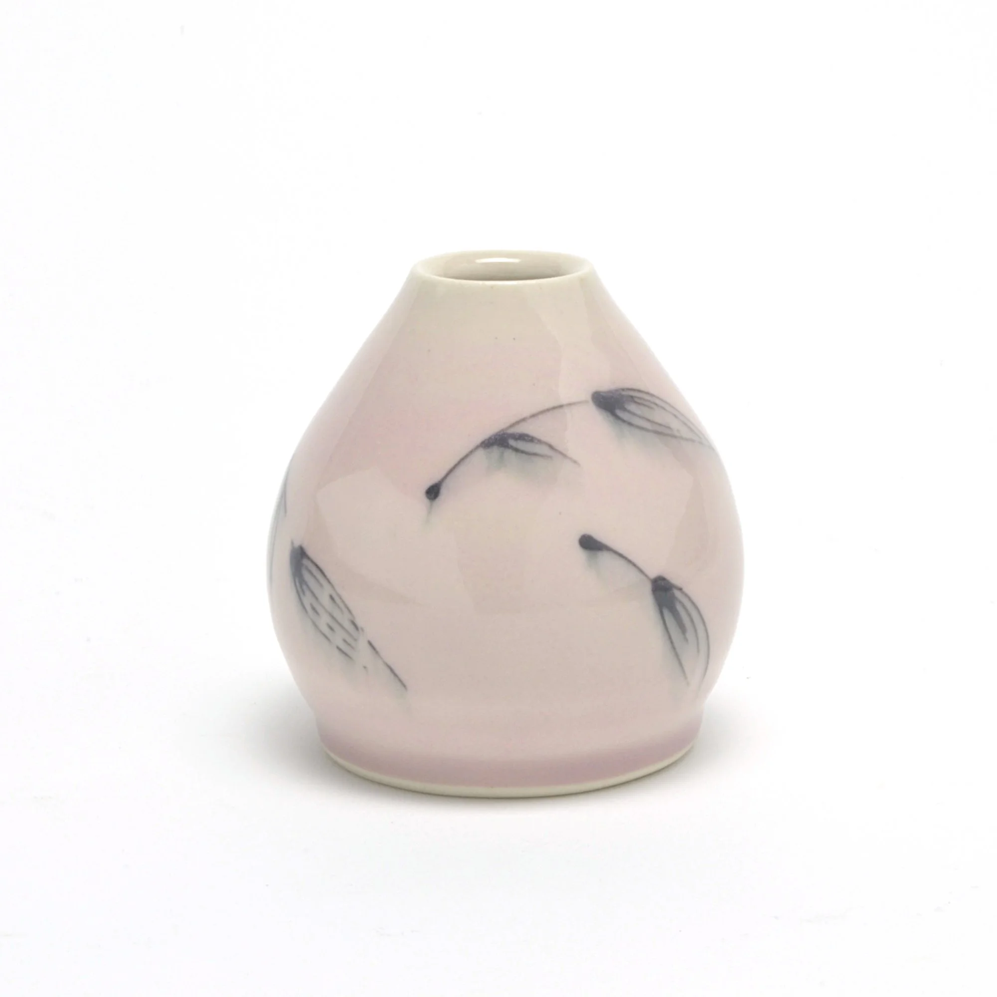 Black Leaf Bud Vase in Pale Pink