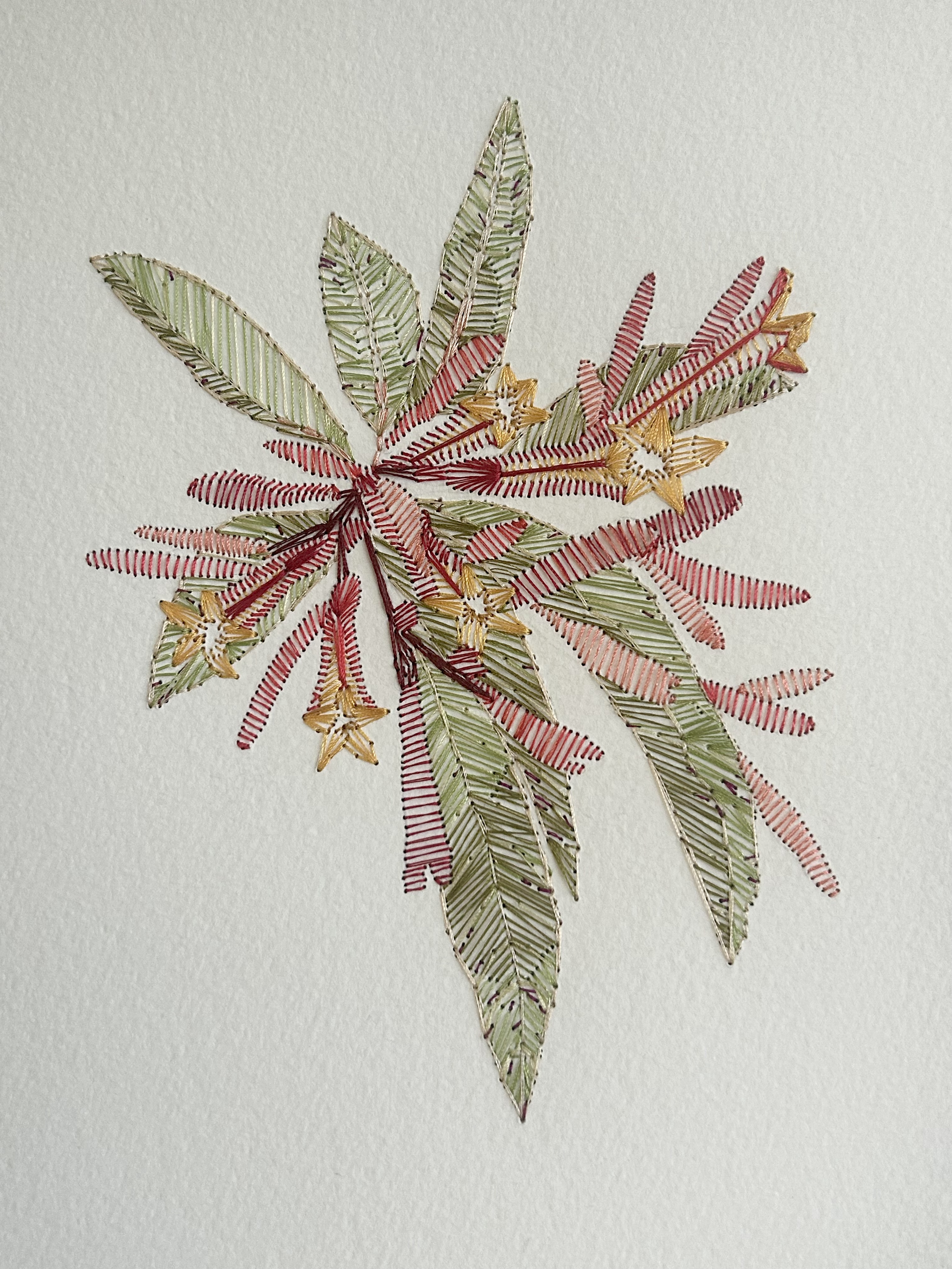 Hamelia Patens. 8x10". Thread. 2025.