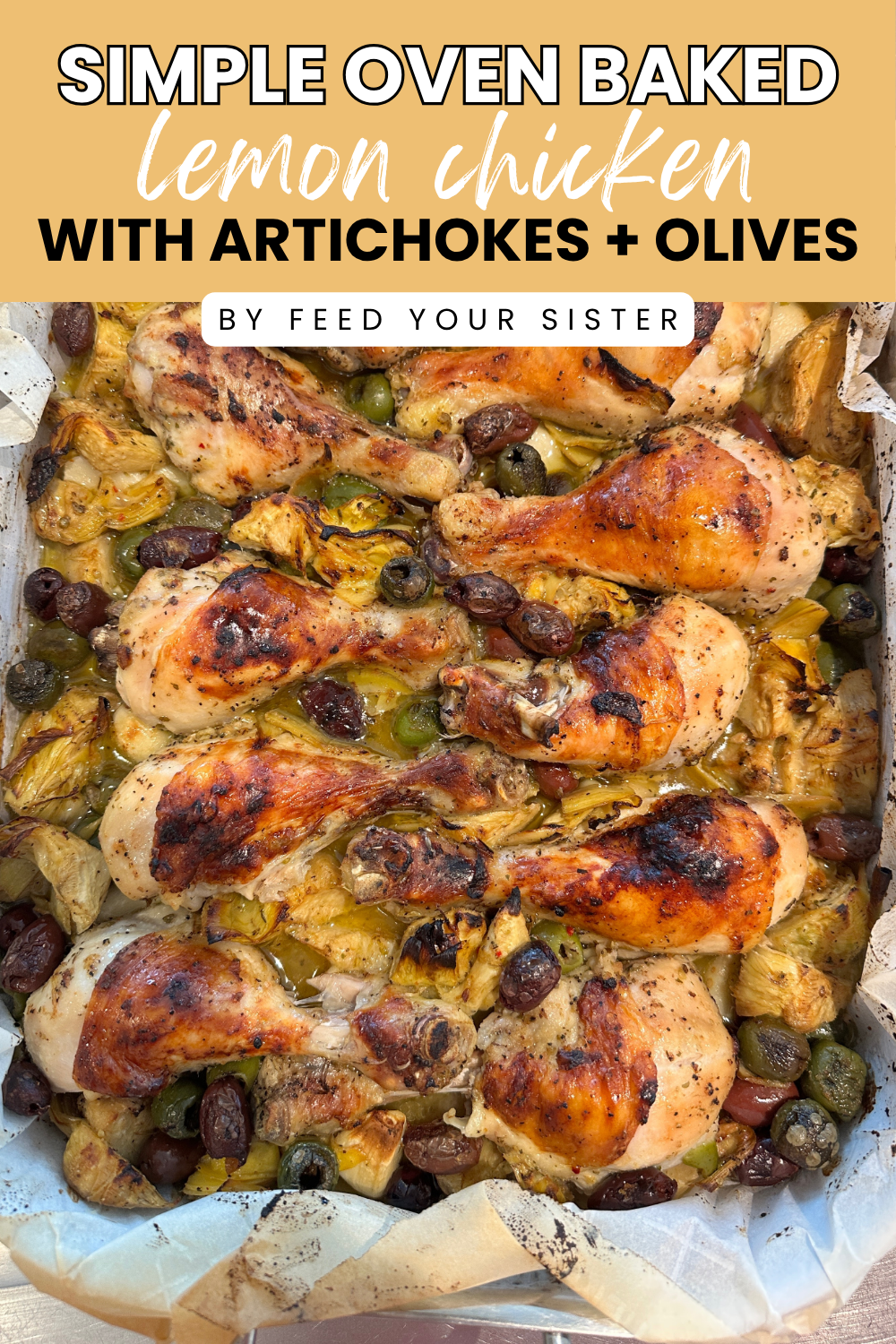 One Pan Lemon Chicken With Artichokes and Olives